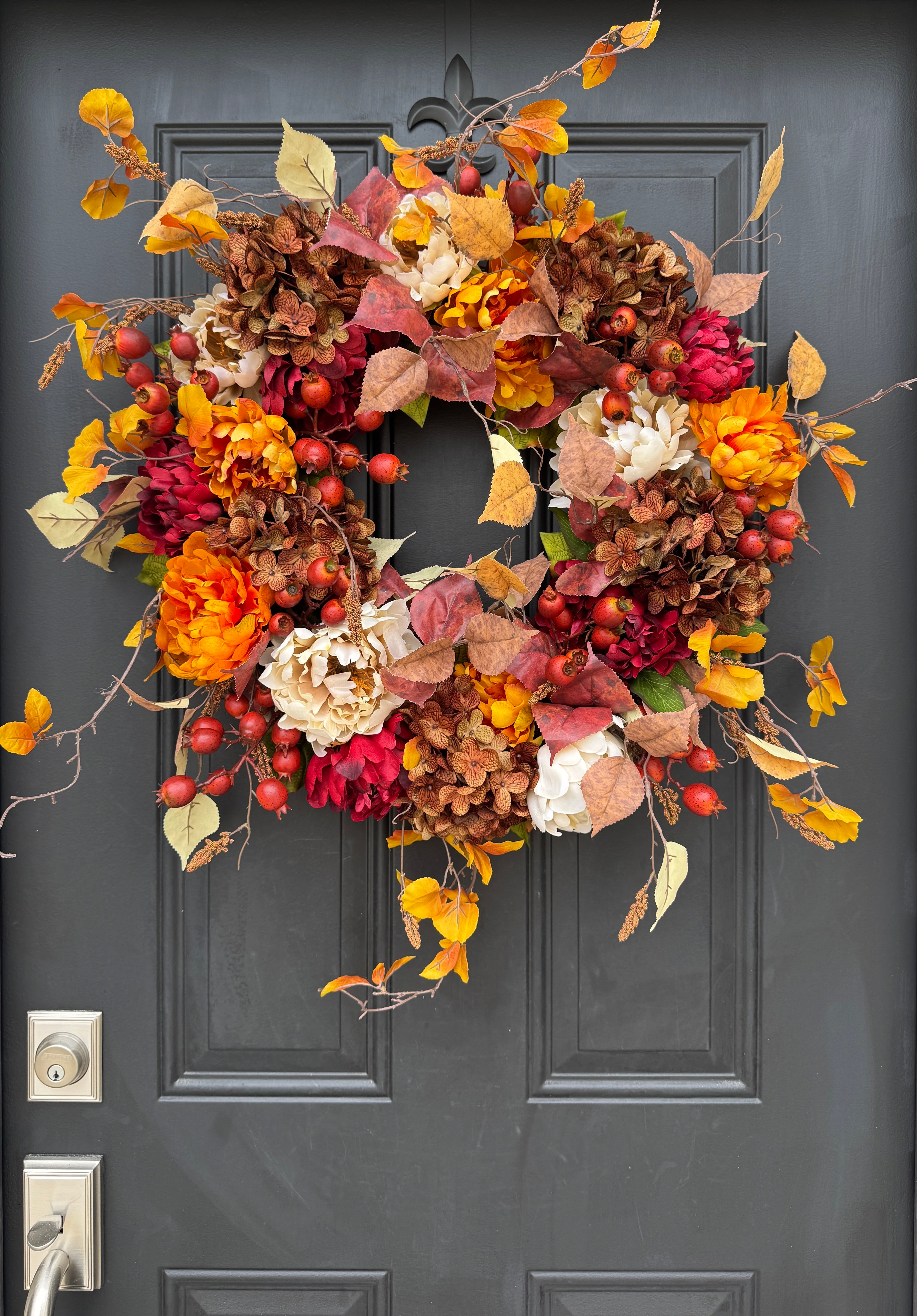 Autumn Hydrangea & Peony Wreath – Harvest Door Decoration - TwoInspireYou