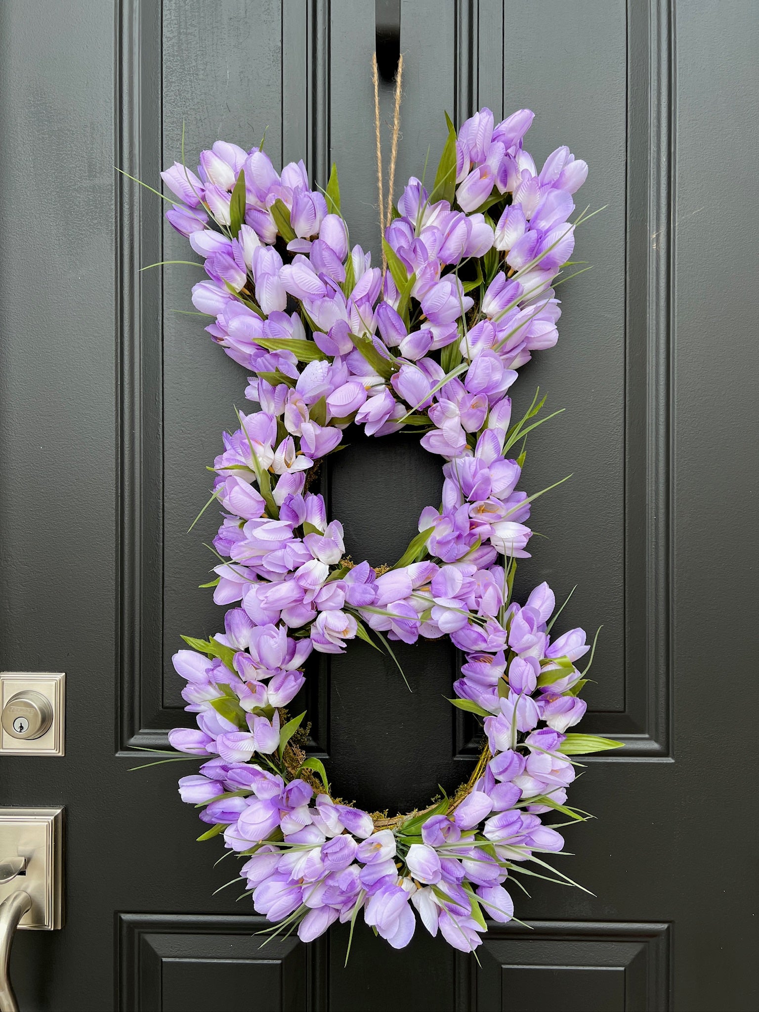 Whimsical Easter Bunny Lavender Tulip Door Wreath