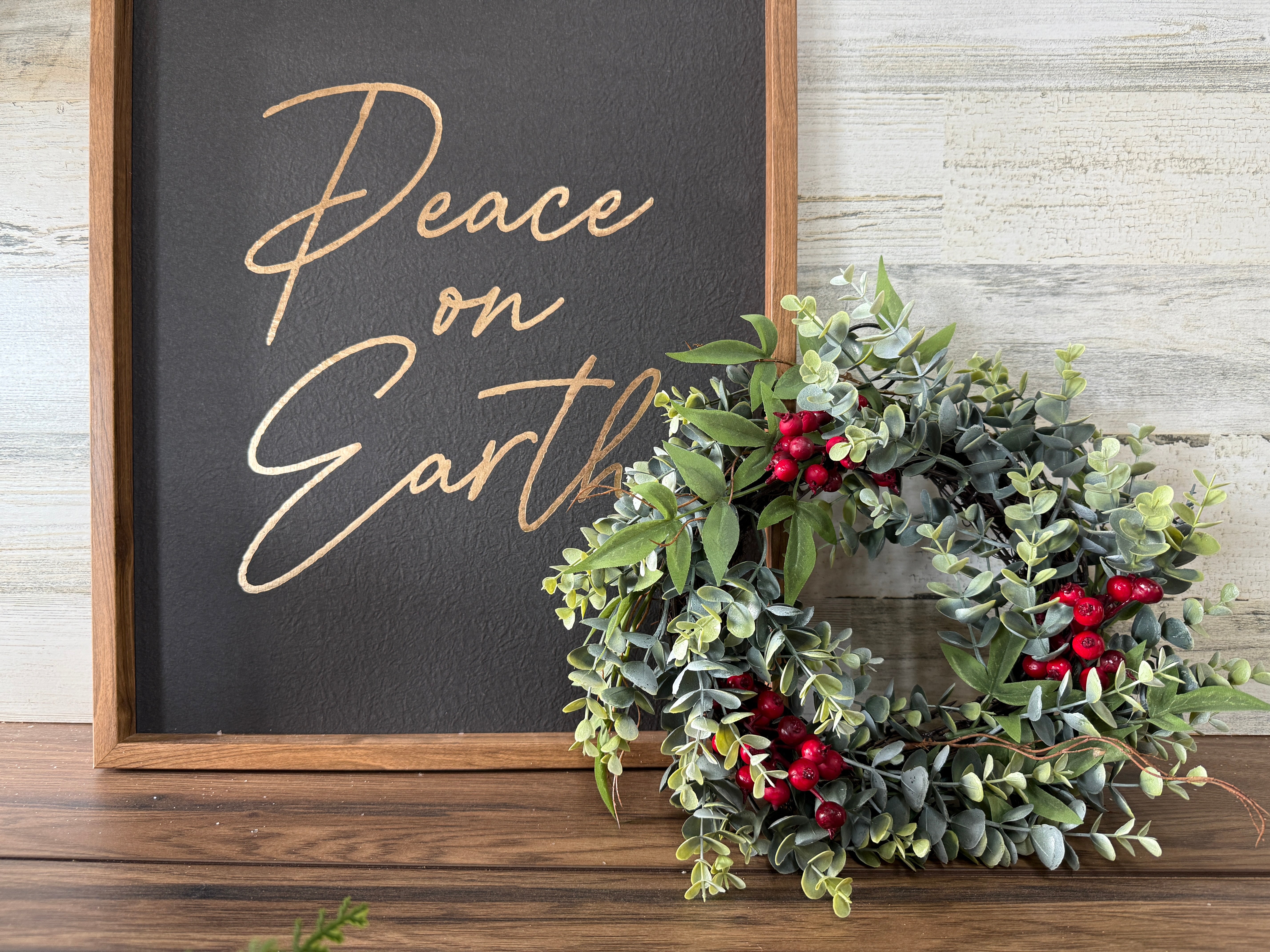 Eucalyptus and Red Berry Mini Wreath for Christmas