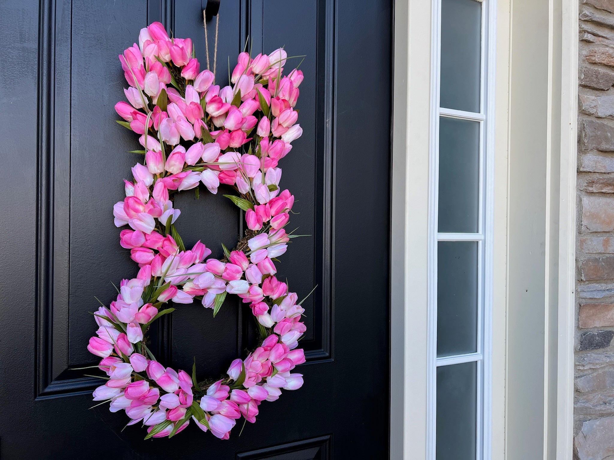 Peep Easter Bunny Light Pink Tulip Door Wreath