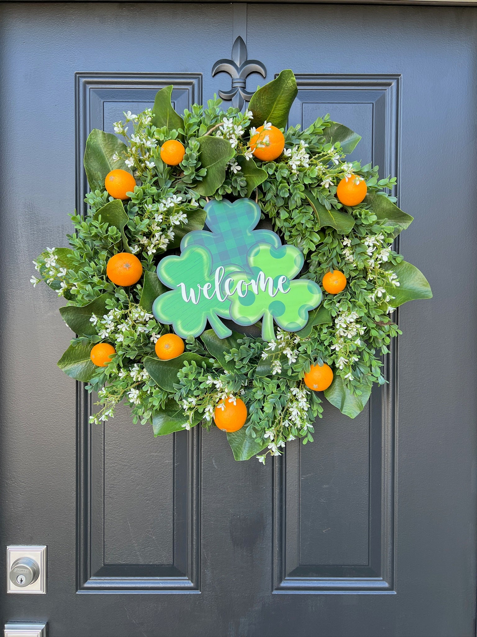 Happy St. Patrick's Day Oranges & Shamrock Wreath
