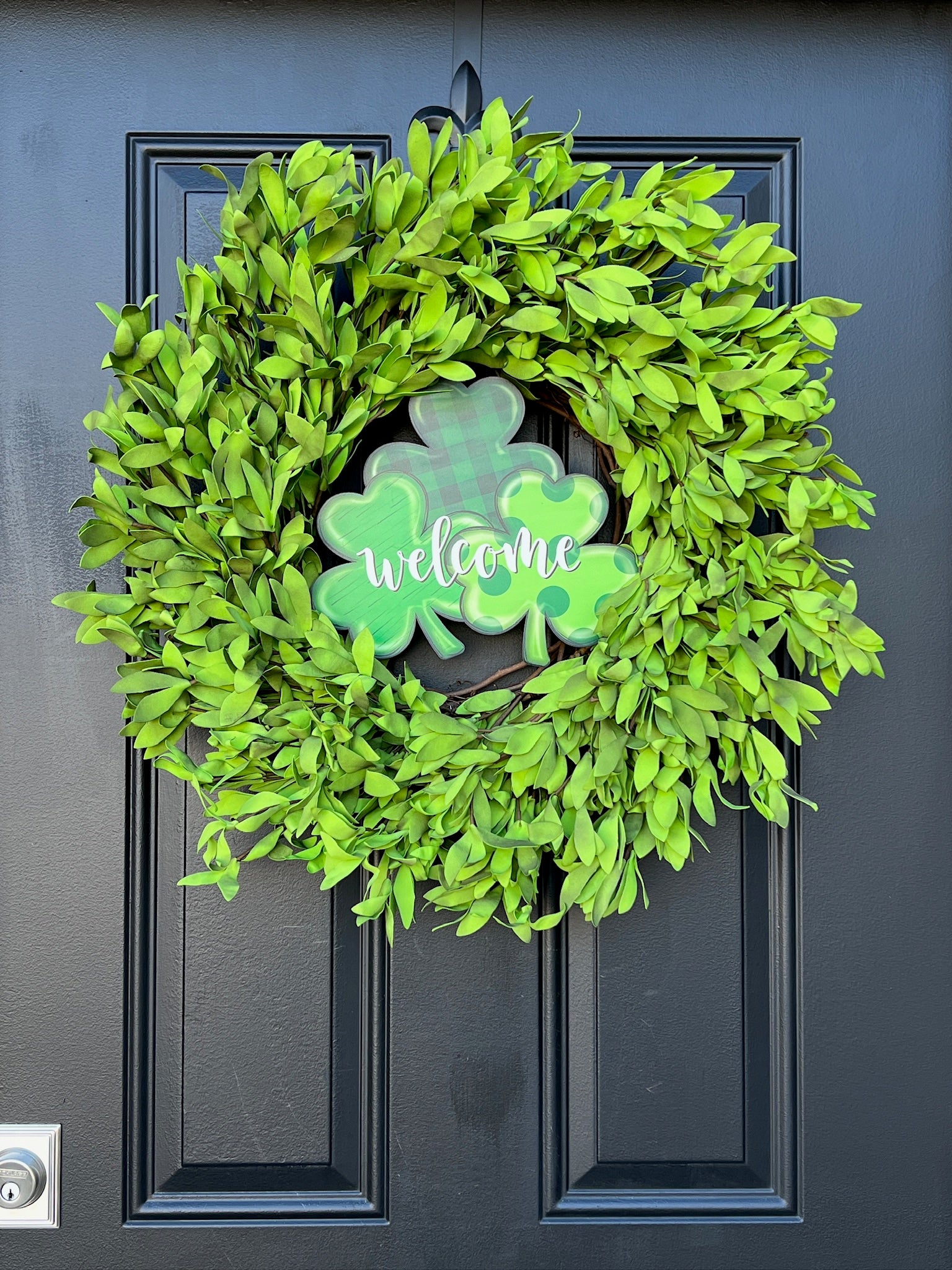 Happy St. Patrick's Day Decor Boxwood Wreath