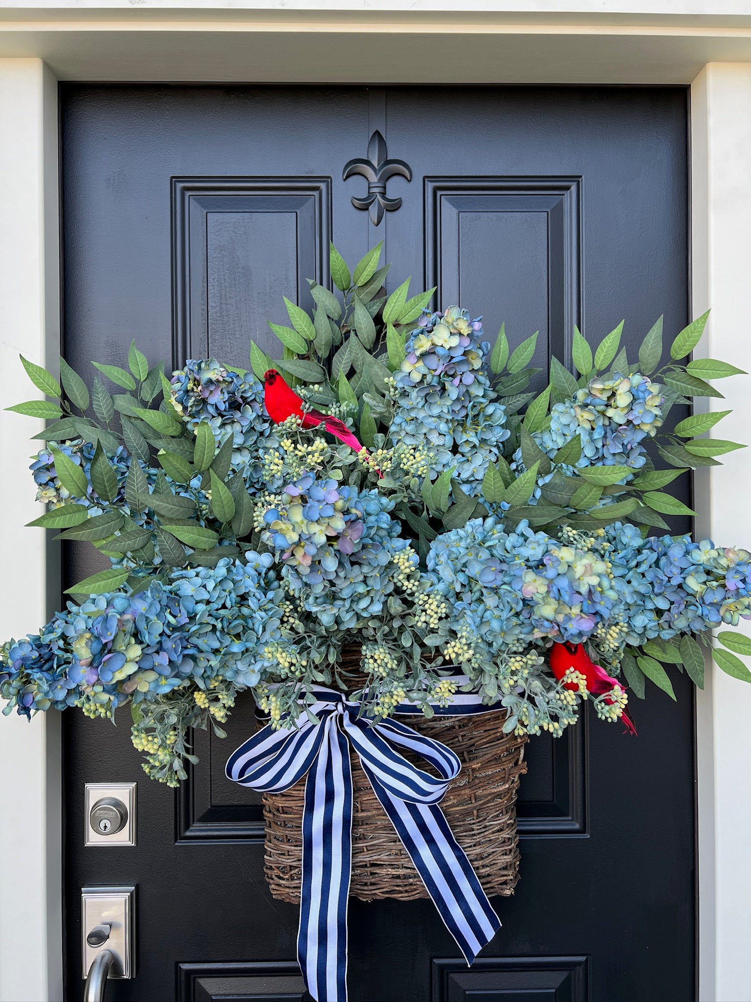 Patriotic Wreaths, Red White and Blue Porch Decor, Wreaths with Cardinals