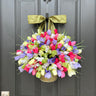 Celebration Front Door Bucket Wreath - Faux Tulip Decor for Spring - TwoInspireYou