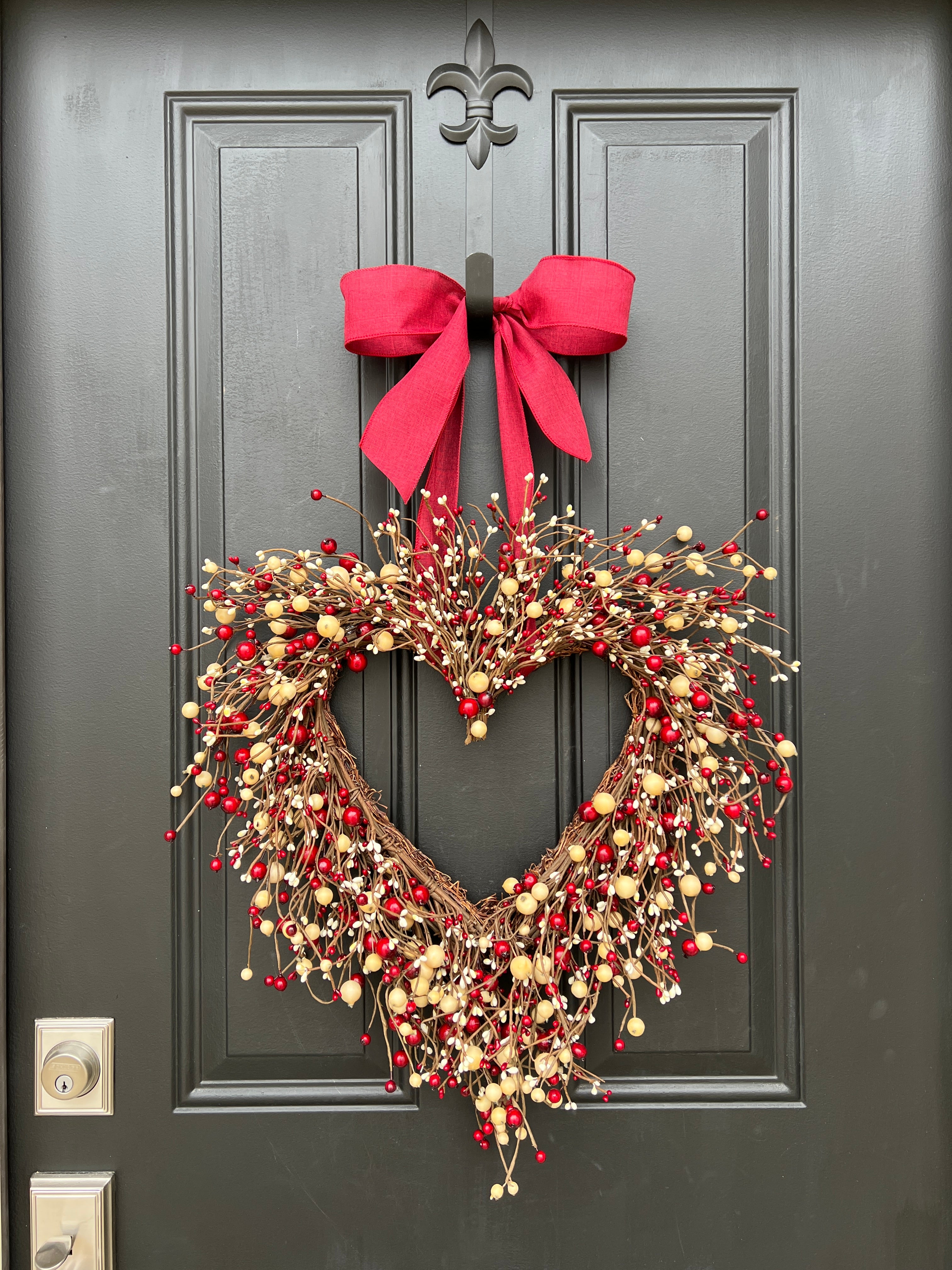 Valentine's Day Red Berry Heart Wreath - Gifts for Her