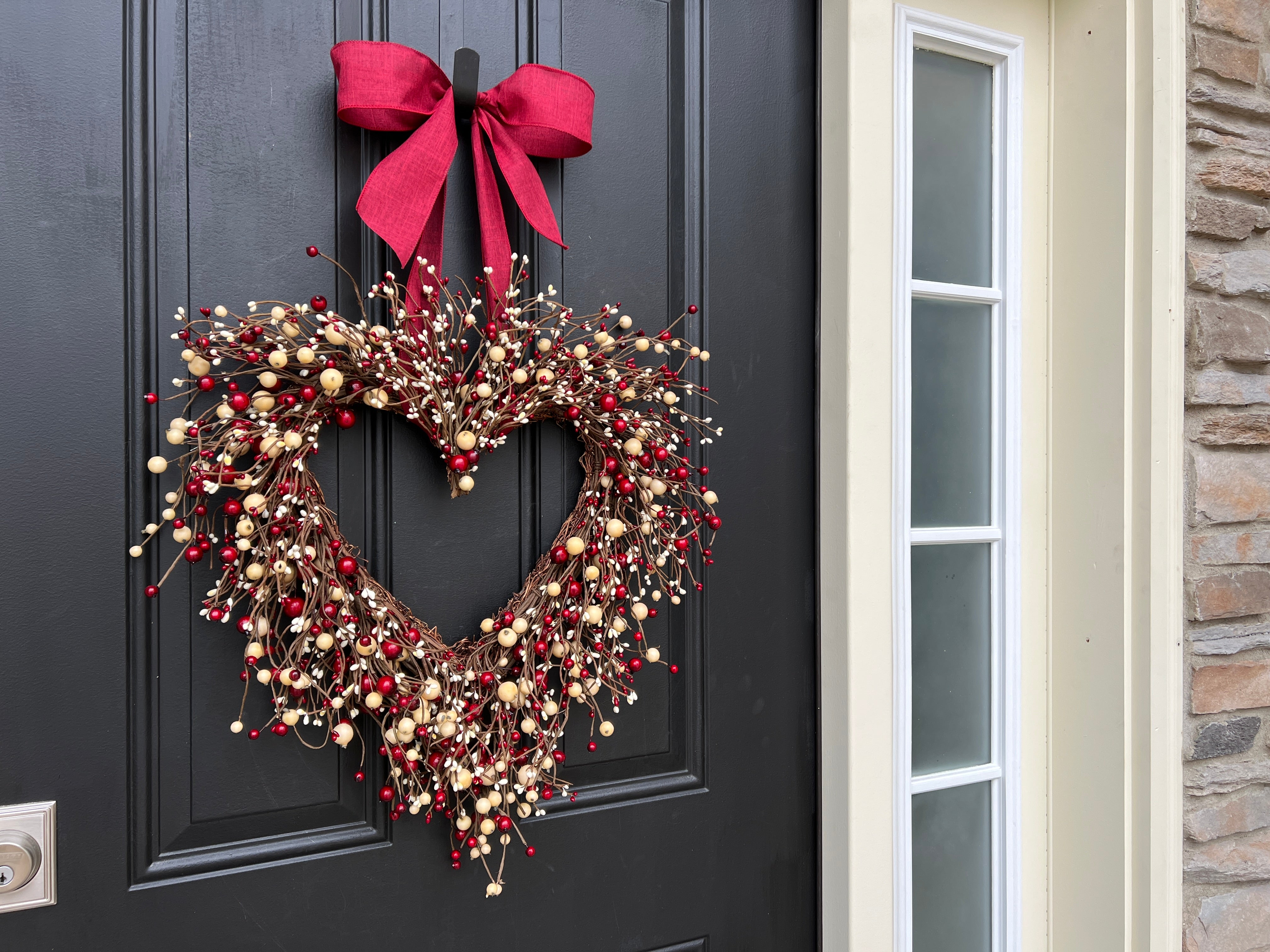 Valentine's Day Red Berry Heart Wreath - Gifts for Her