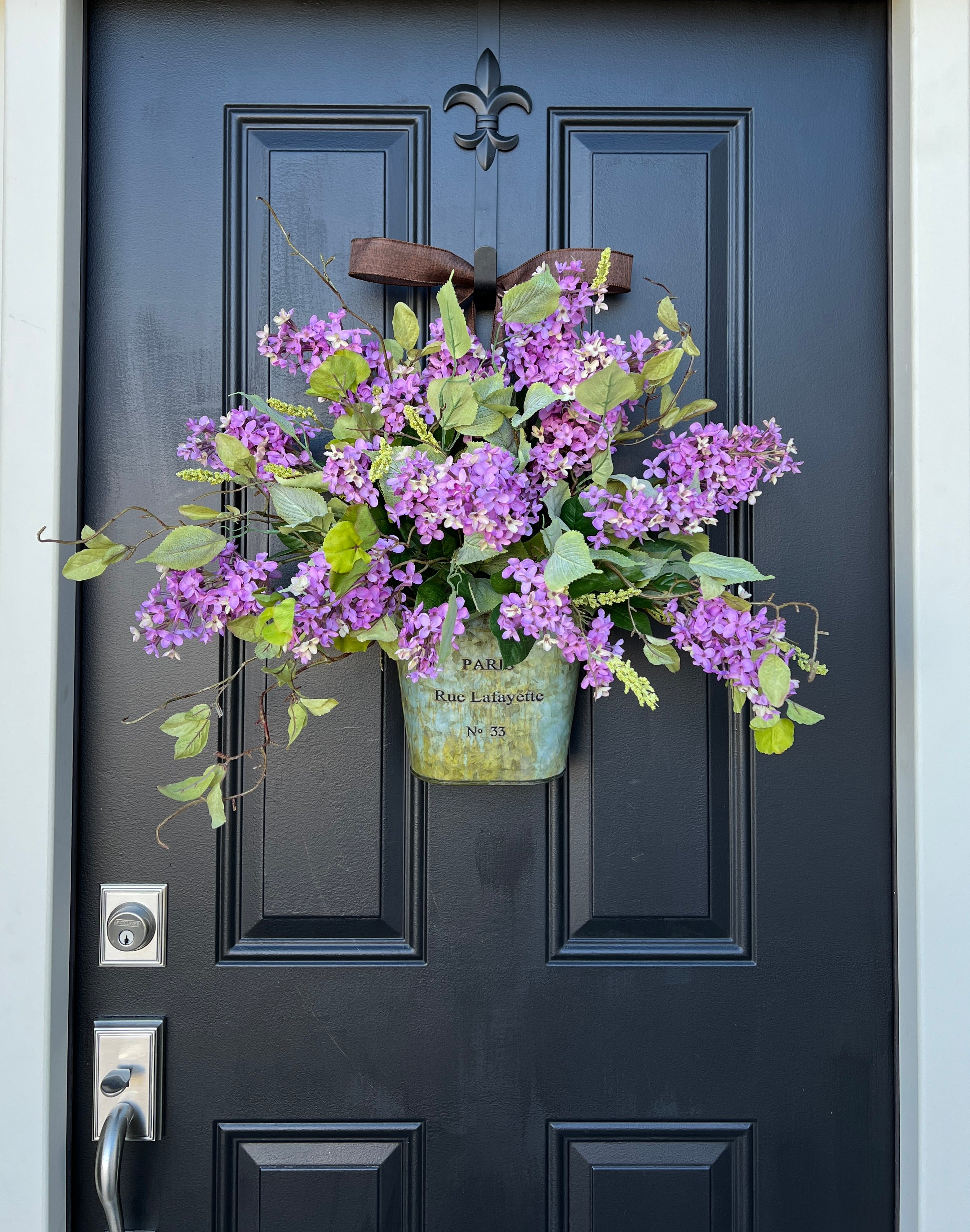 Spring Front Door Lilac Bucket Wreath