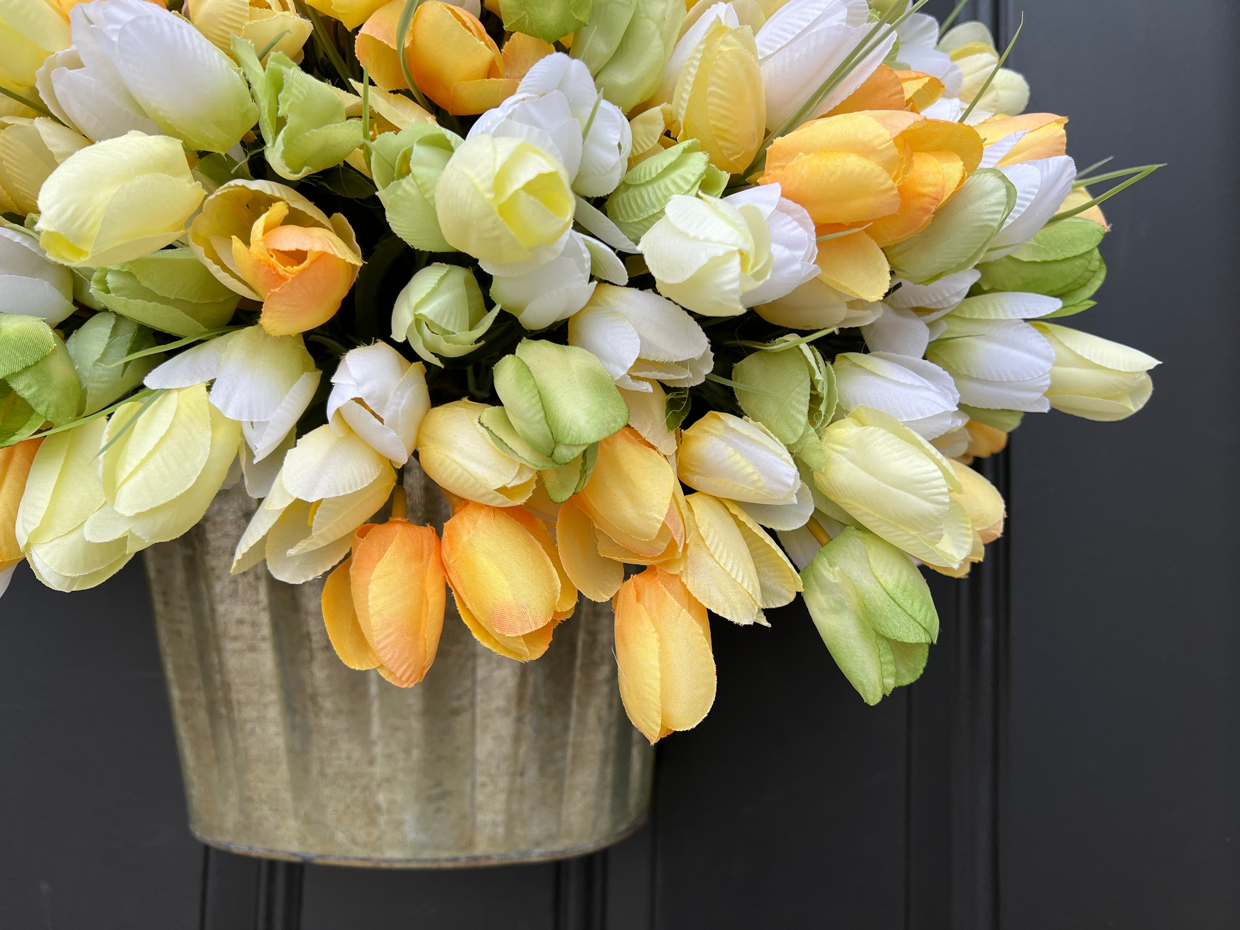 Cheerful Tulip Bucket for Spring Front Door