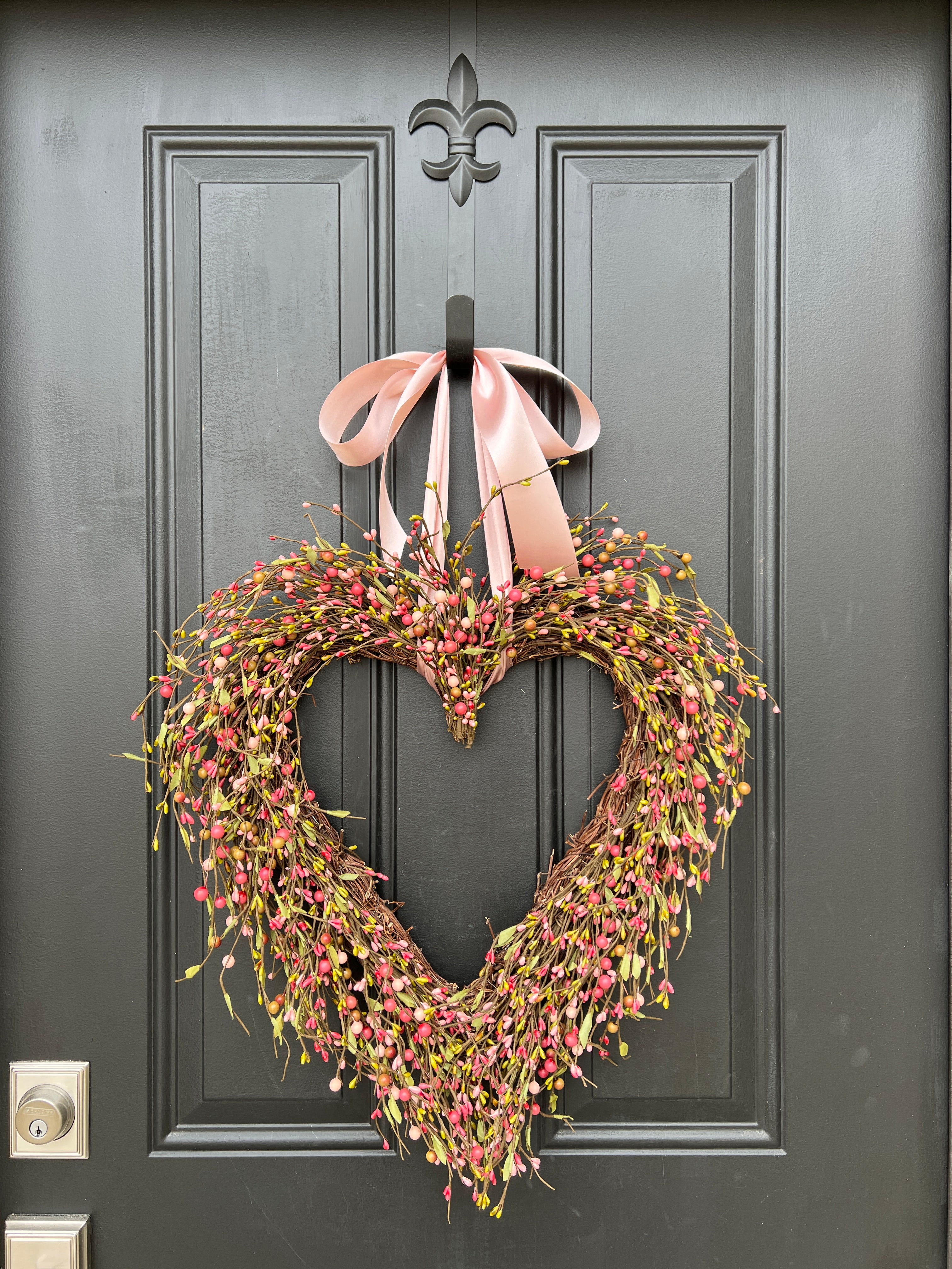 Spring Pink Heart Wreath - Unique Mother's Day Gifts