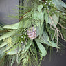 Plaid Bow Winter Eucalyptus Wreath with Frosted Pinecones | - TwoInspireYou