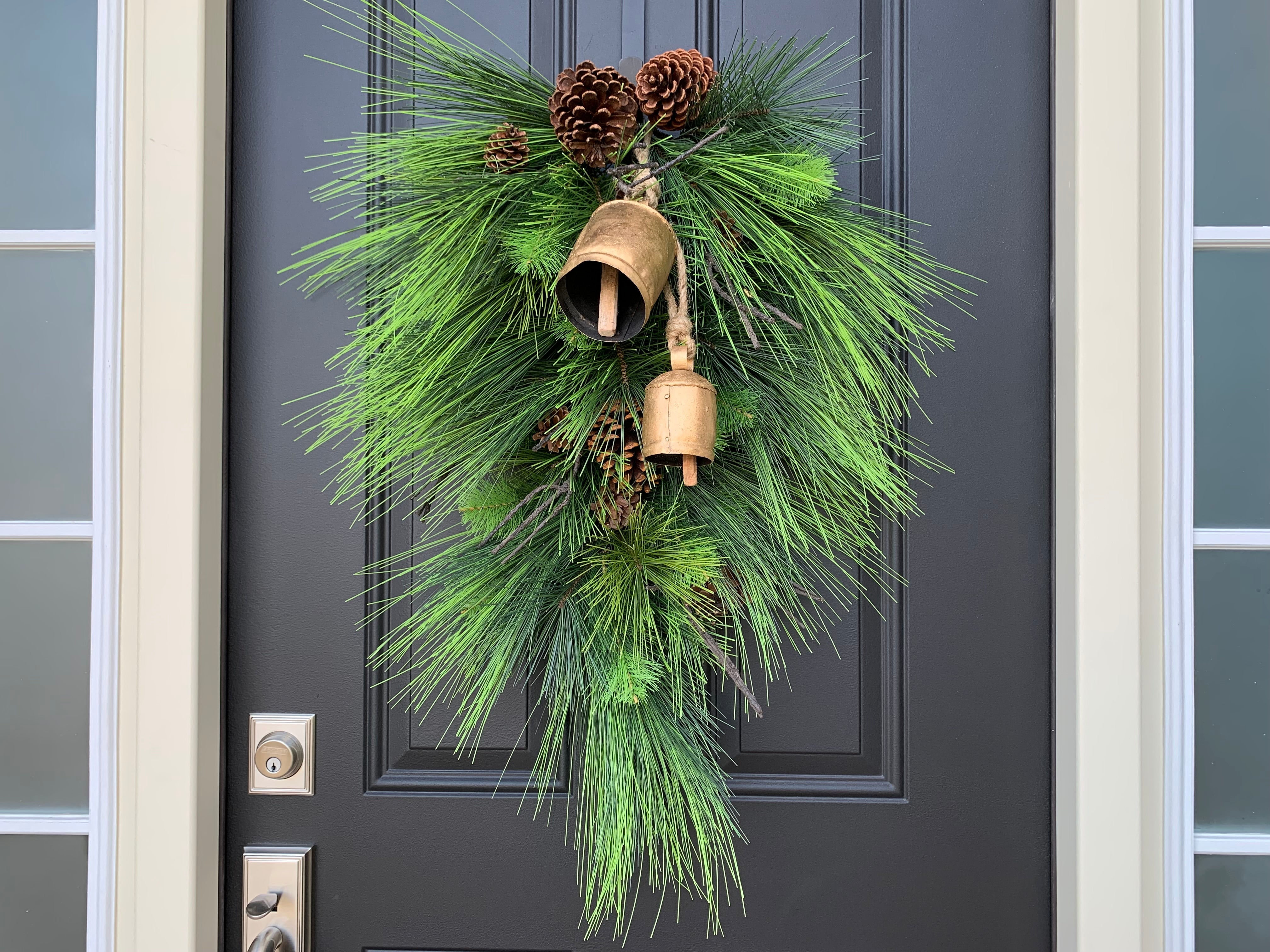 Evergreen Pine Teardrop Door Swag Wreath