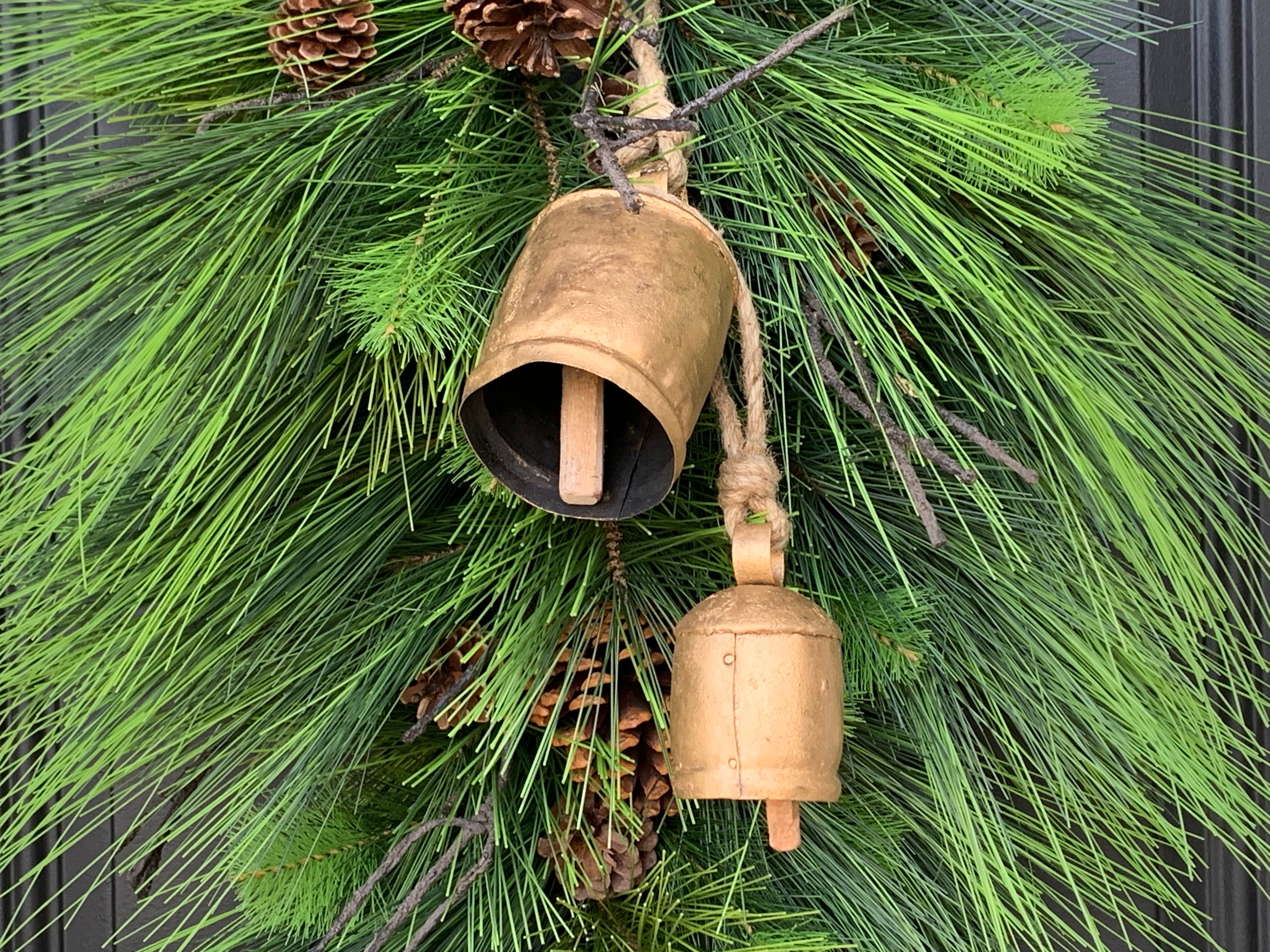 Christmas Pine Teardrop Wreath with Decorative Bells - TwoInspireYou