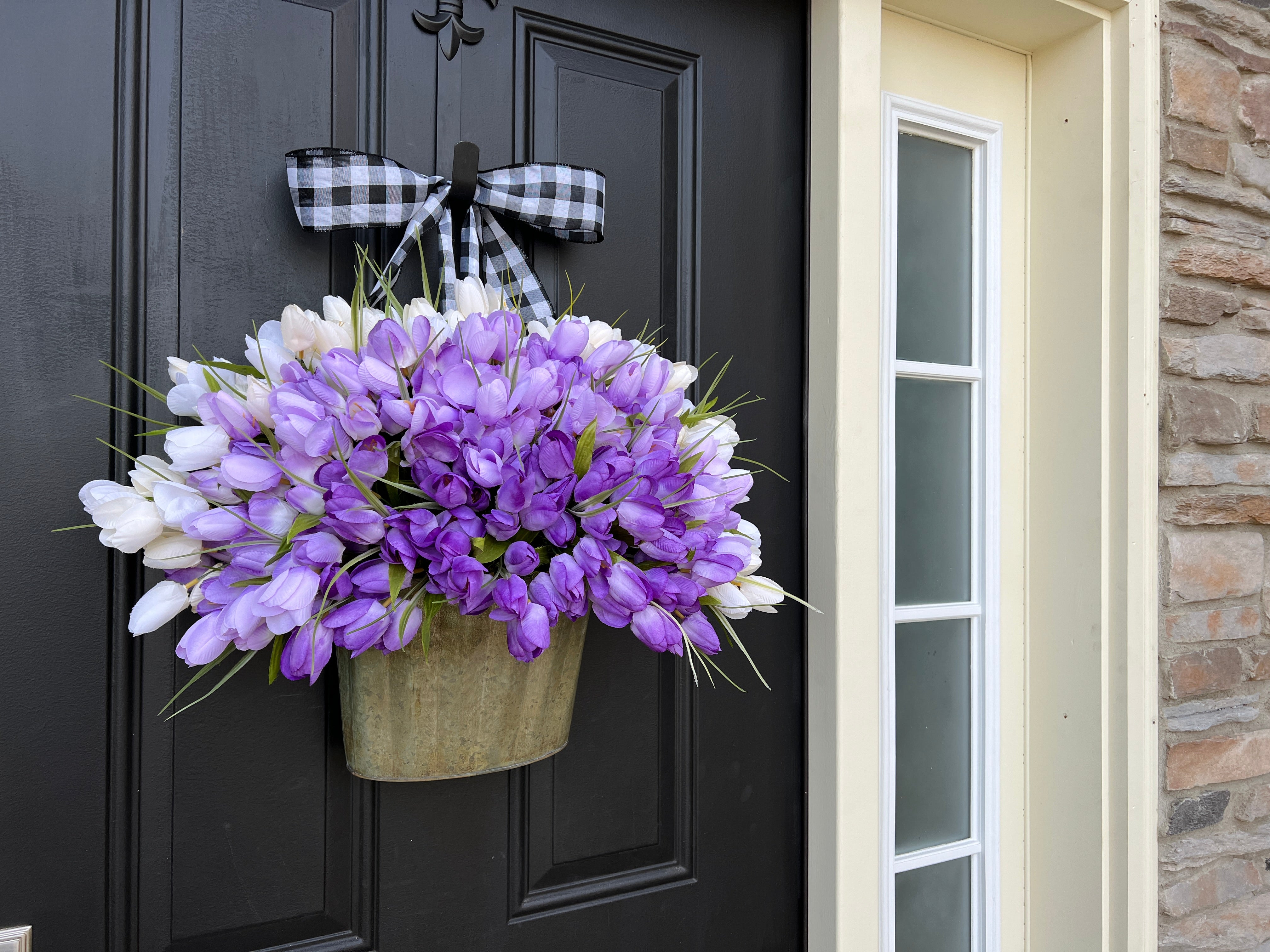 Purple Tulip Bucket Wreath for Mother's Day - Gifts for Her