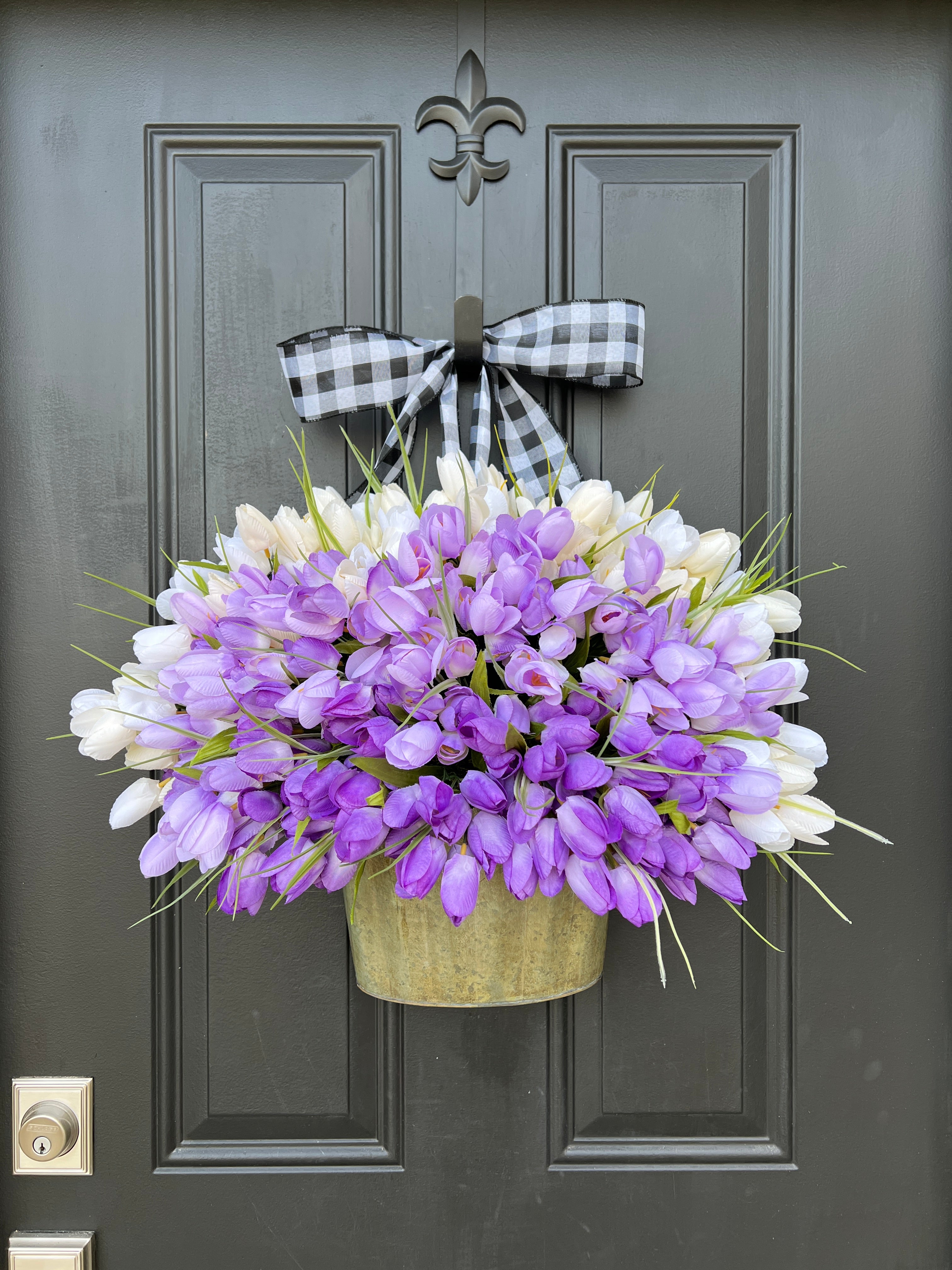 Purple Tulip Bucket Wreath for Mother's Day - Gifts for Her