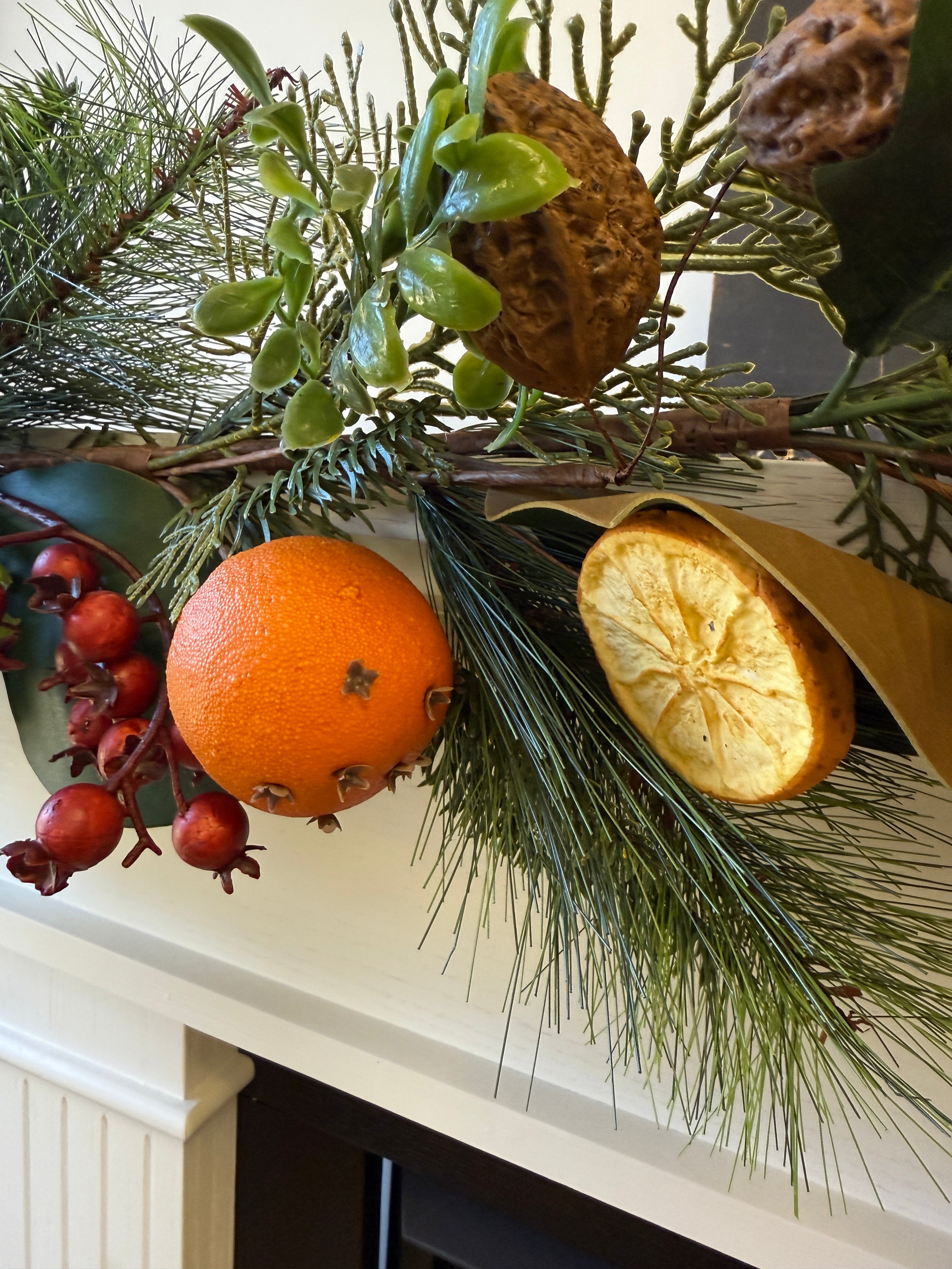 Colonial Williamsburg Fruit Garland – 6 ft Nostalgic Citrus & Pine Holiday Decor
