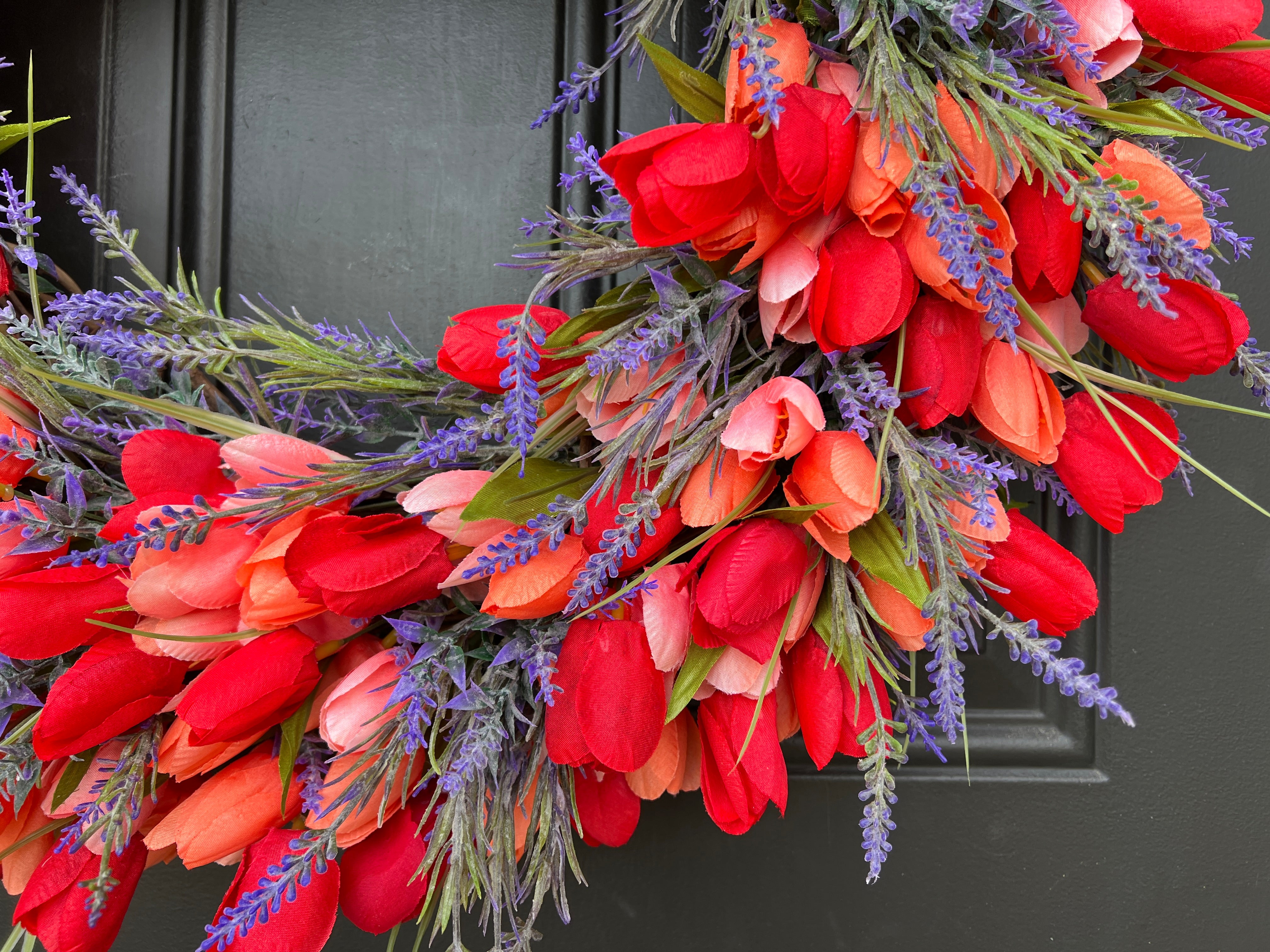 Spring Tulip & Lavender Wreath