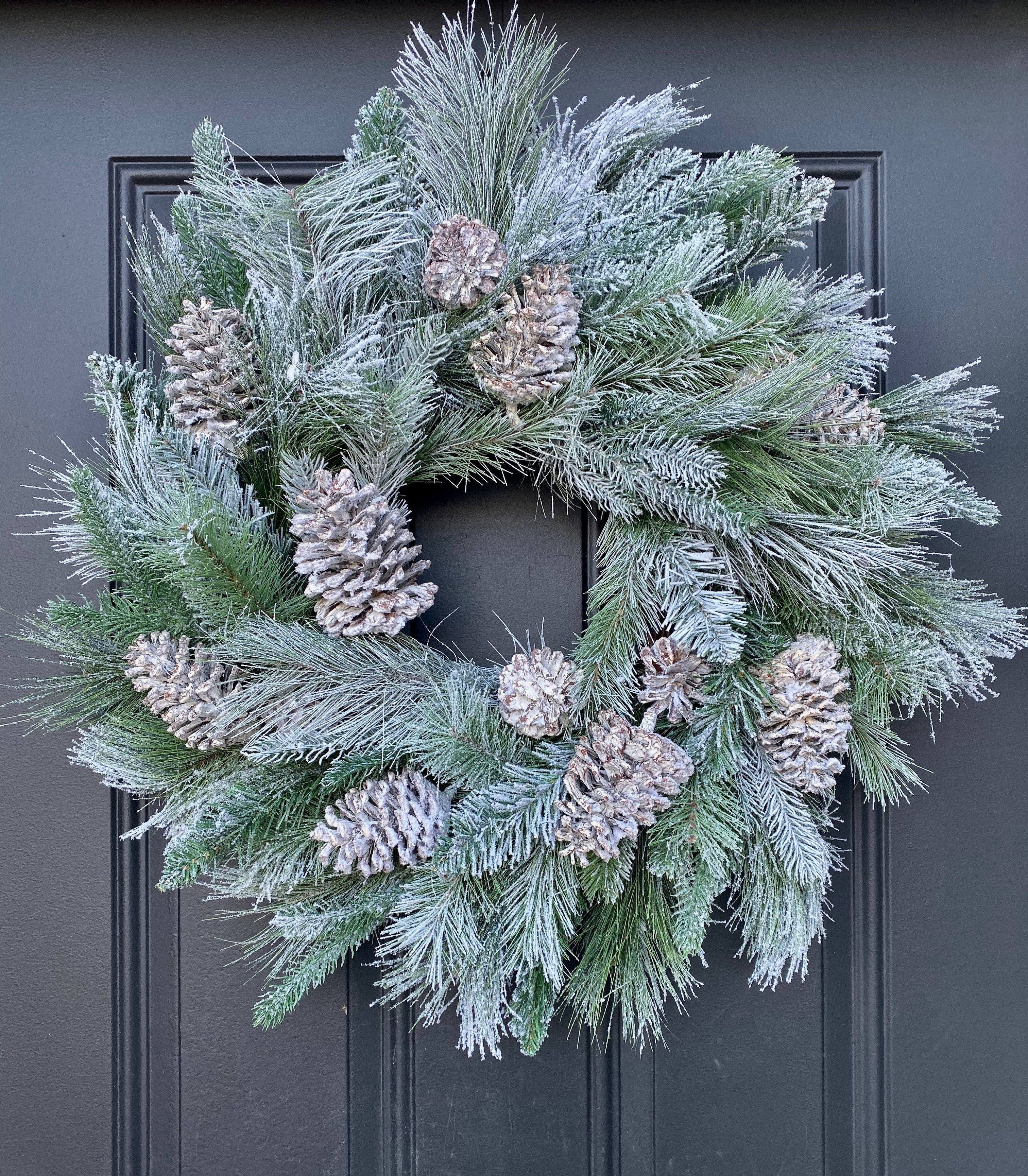 Flocked Pine and Pinecone Winter Wreath