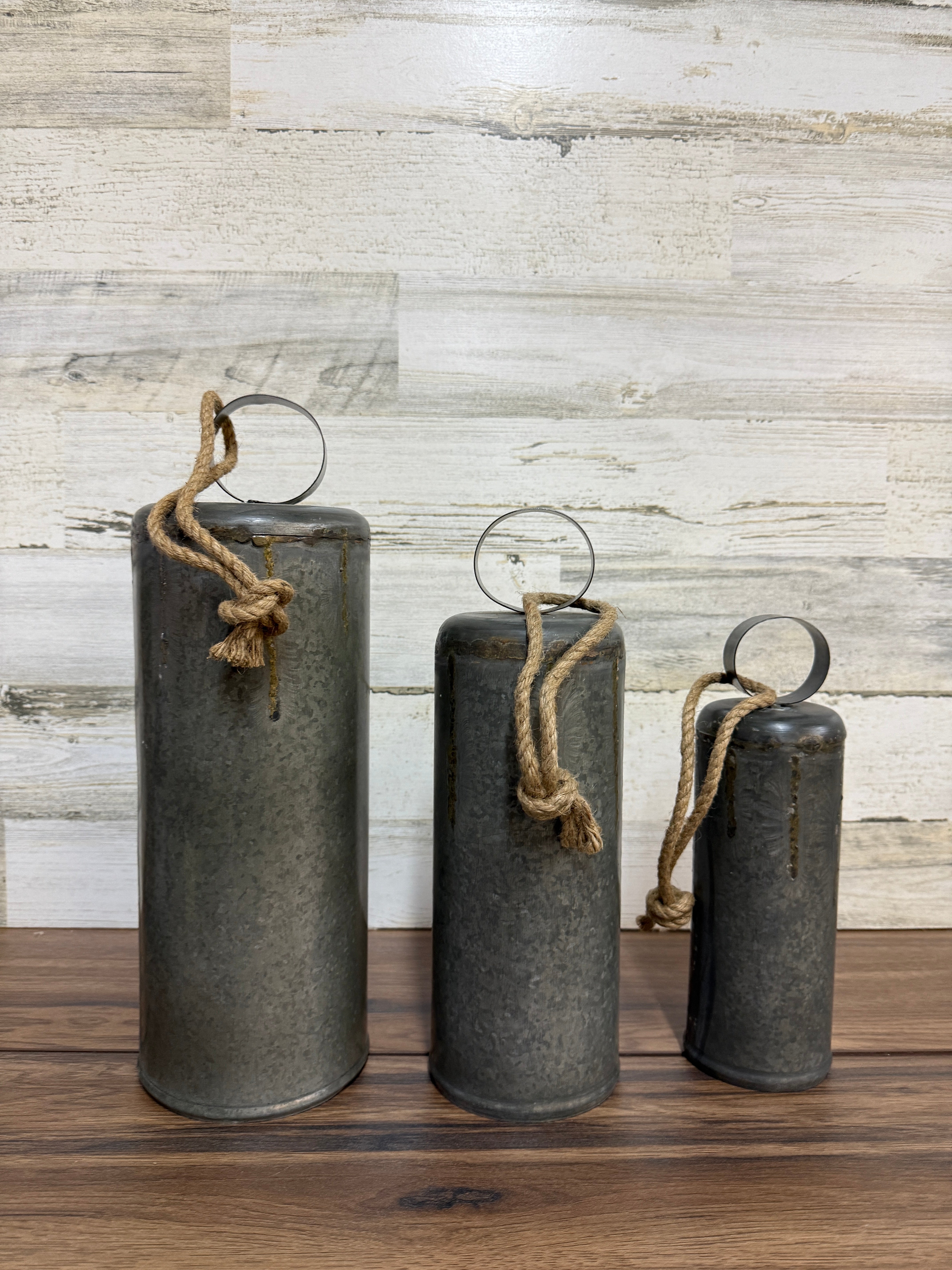 Dark Galvanized Metal Hanging Bells – Rustic Farmhouse Christmas Decor