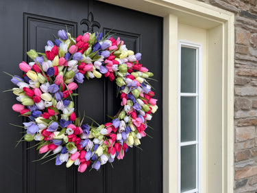 Celebration Front Door Decor - Spring Tulips Wreath - TwoInspireYou