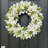 Spring Wedding Wreath - White Tulips & Boxwood - TwoInspireYou