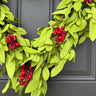 Valentine’s Day Faux Boxwood Heart Wreath with Red Berries & Ivory Bow - TwoInspireYou