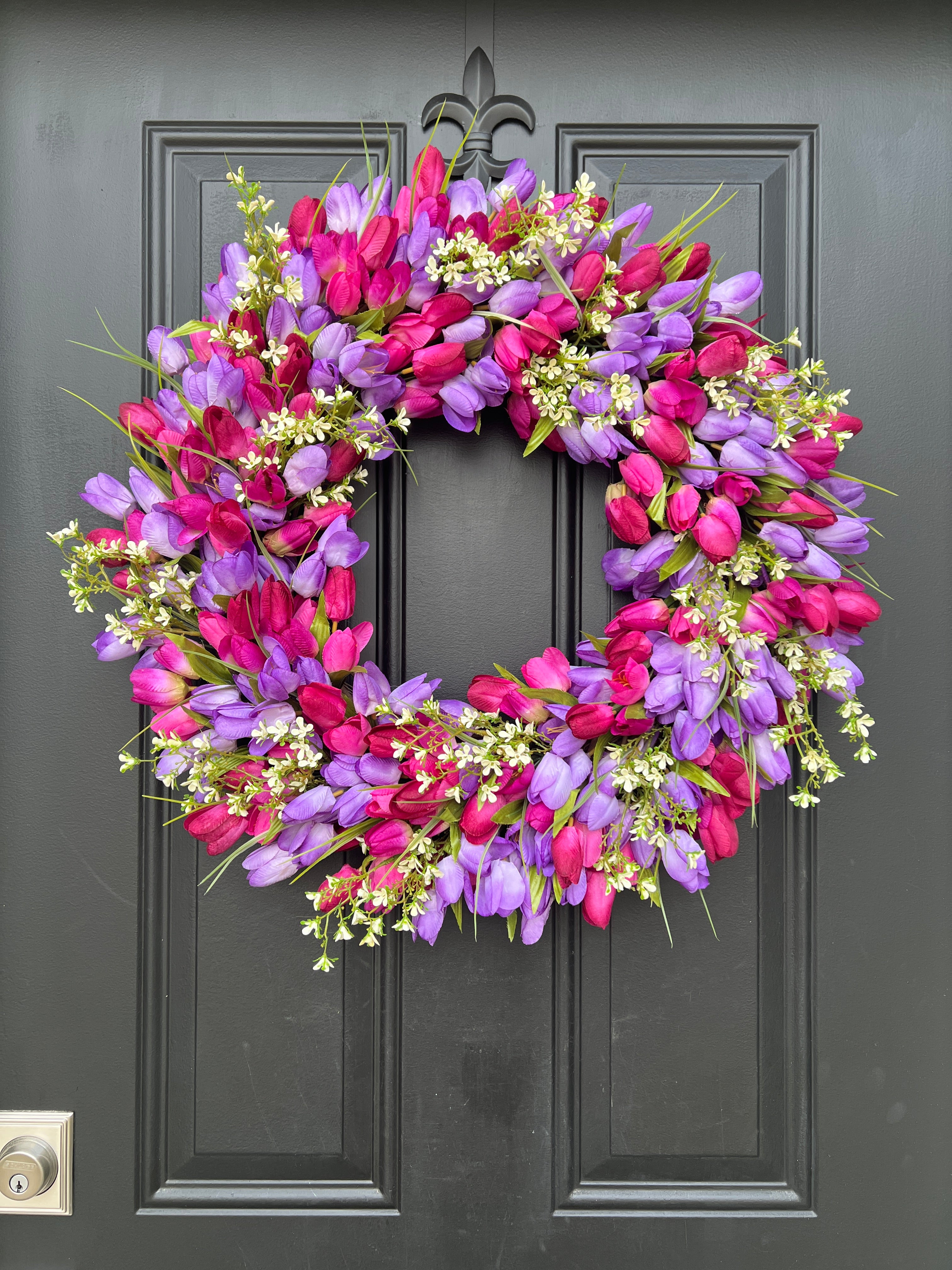 Vibrant Spring Tulip Wreath for Easter, Gifts for Mother's Day