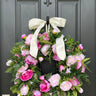 Pink Peony Wreaths 24" for Outside Front Door, Wreaths with Boxwood and Year Round Display - TwoInspireYou