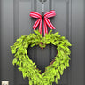 Boxwood Heart Wreath with Red and Pink Ribbon – Handmade Valentine’s Day Door Decor - TwoInspireYou