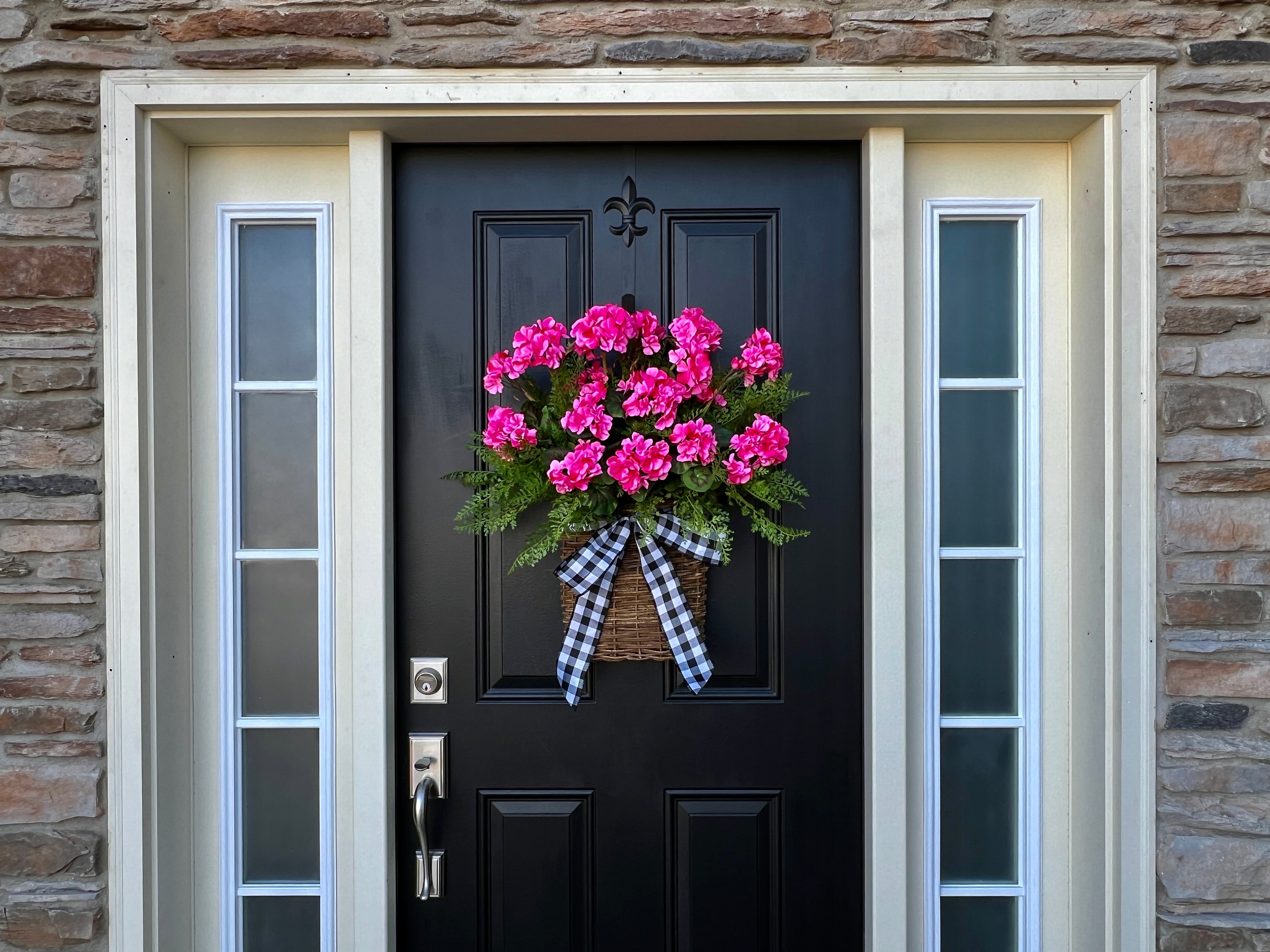 Pink Geranium Basket Wreath