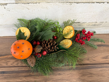 Christmas Citrus & Pine Spray with Red Berries, Pinecones & Dried Accents - TwoInspireYou
