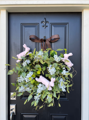 Cream Lilac Wreath with Bunnies - TwoInspireYou