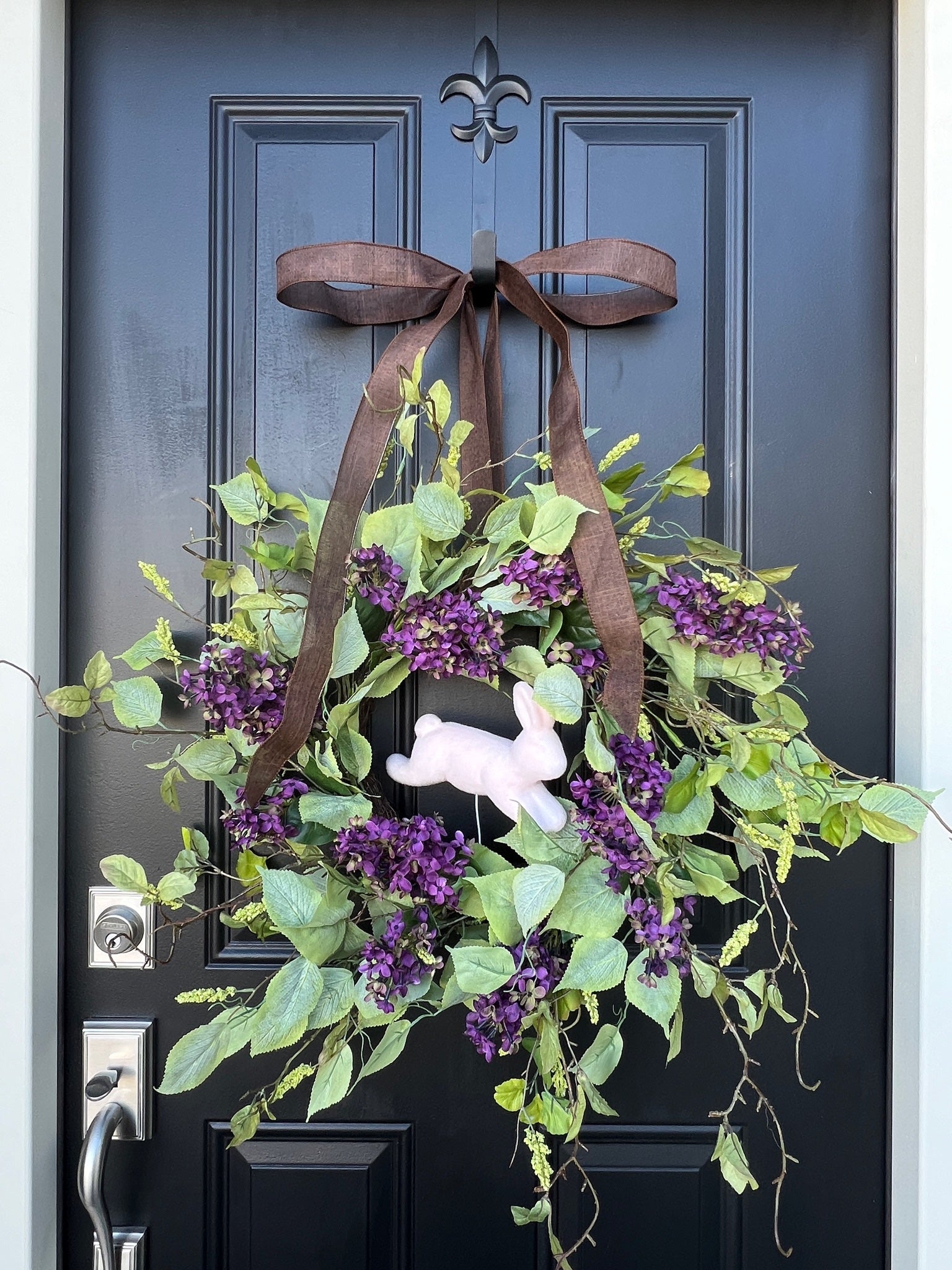 Some Bunny Loves You Purple Lilac Wreath