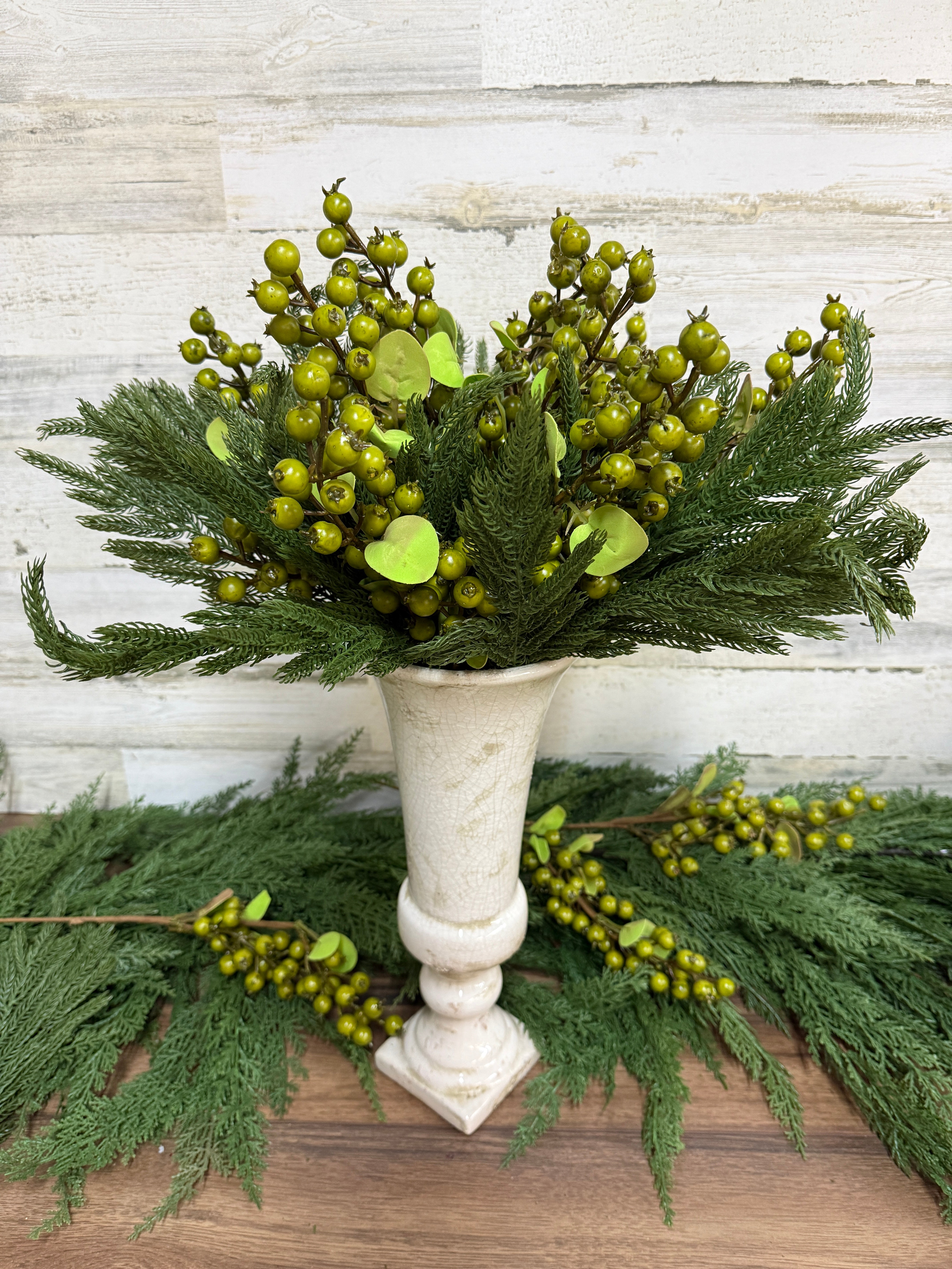 Chartreuse Berry Stem Pick for Christmas Wreaths & Centerpieces