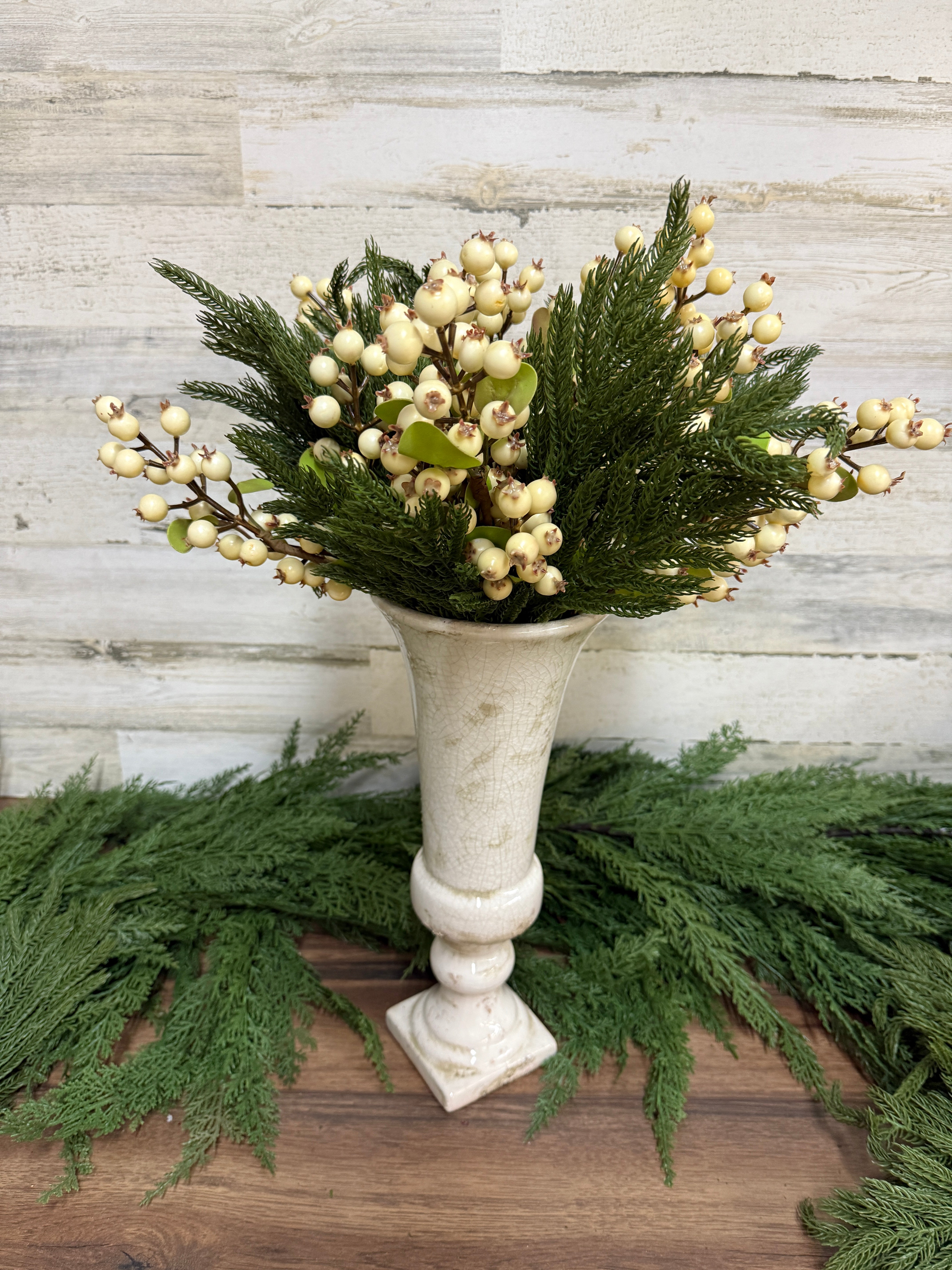 Cream Berry Stem Pick for Neutral Christmas Wreaths & Florals