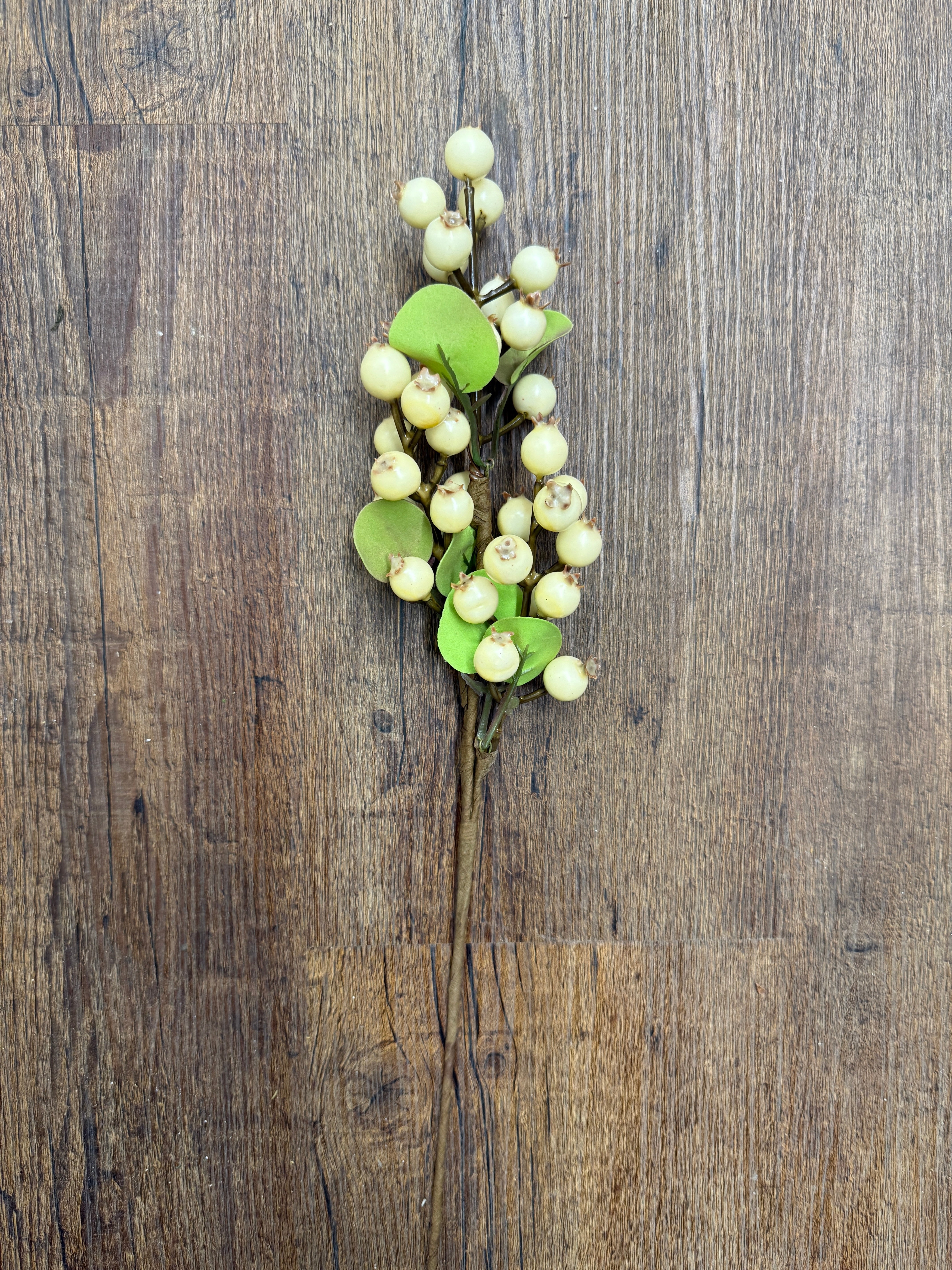 Cream Berry Stem Pick for Neutral Christmas Wreaths & Florals