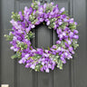 Purple Tulip Wreath with Small White Flowers, 24" Front Door Spring Tulip Wreath - TwoInspireYou