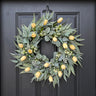 Yellow Tulip Wreath for Spring & Easter, Natural Touch Tulip Door Decor - TwoInspireYou