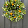 Lush Greenery Wreath Oranges and Blueberries - TwoInspireYou