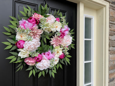 Summer Burst Wreath with Dahlias, Peonies & Magnolia Flowers - TwoInspireYou