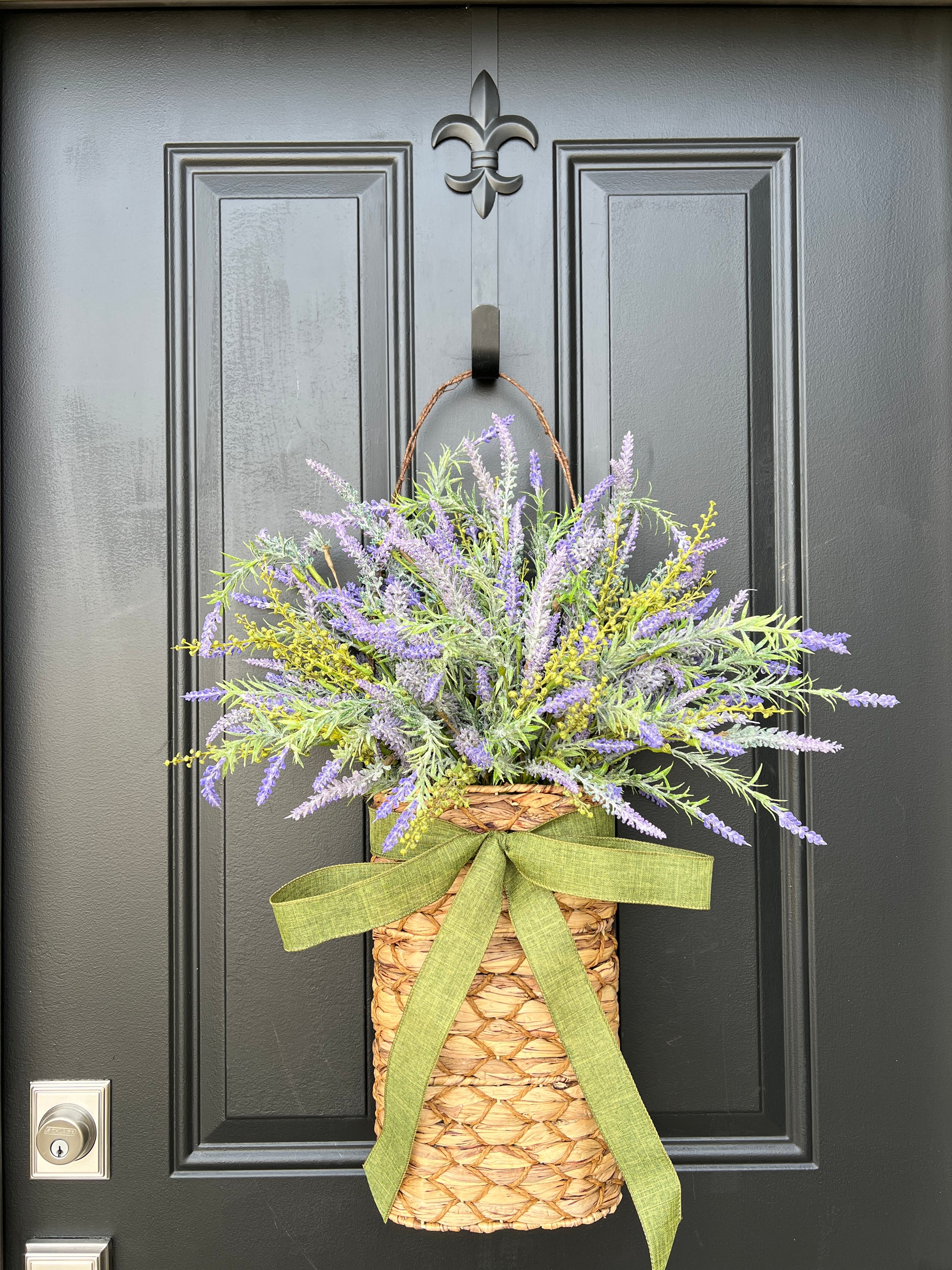 Front Door Lavender Floral Basket, One-of-a-Kind Artisan Baskets