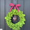 Whimsical Boxwood Wreath with Pink Heart Accent - TwoInspireYou