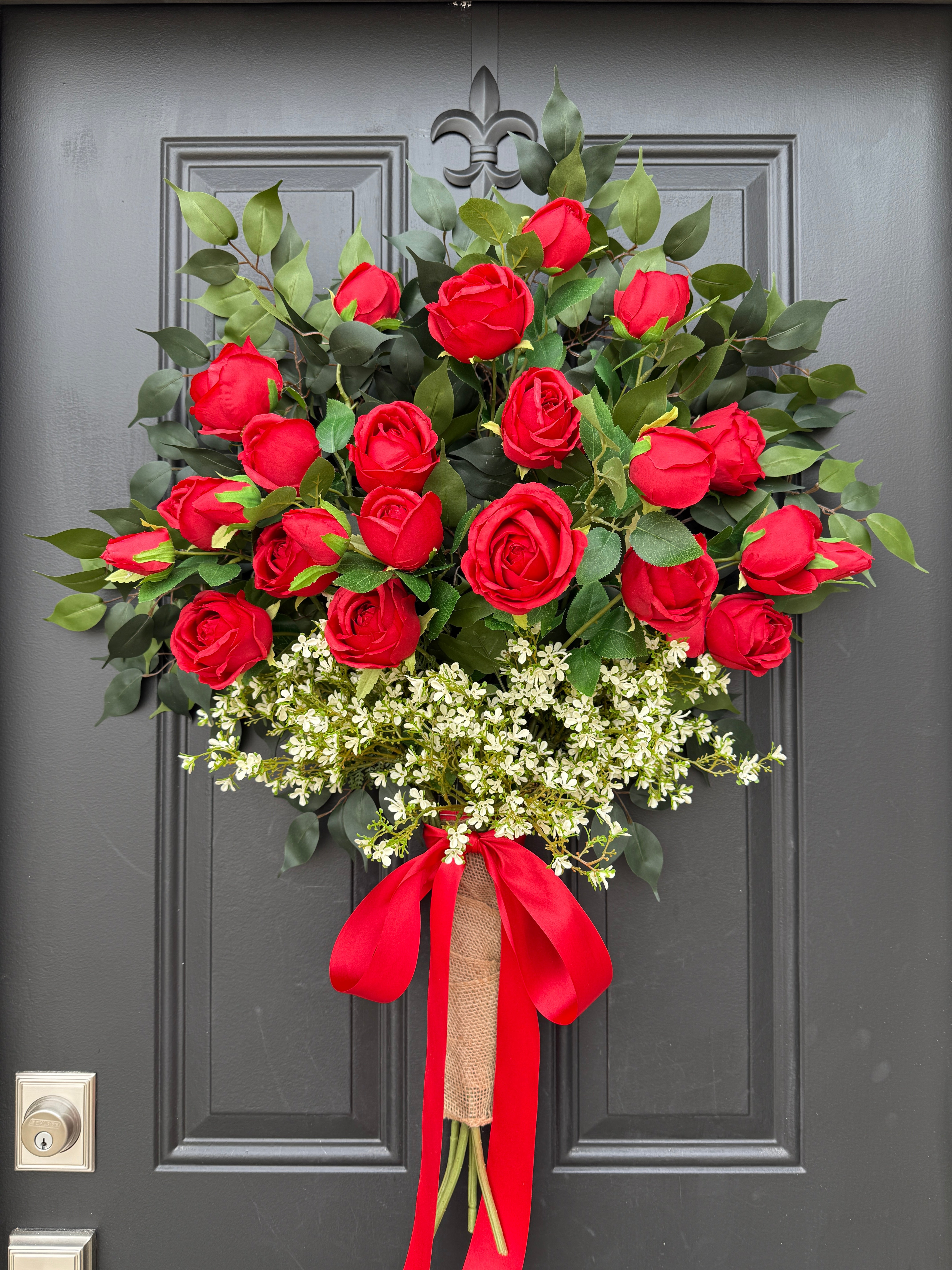 Bouquet of Red Roses - Front Door Floral Arrangement, Gifts for Her