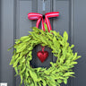Boxwood Wreath with Red Heart Valentine Accent - TwoInspireYou