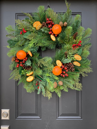 Colonial Christmas Orange & Pine Wreath – Holiday Heritage Decor - TwoInspireYou