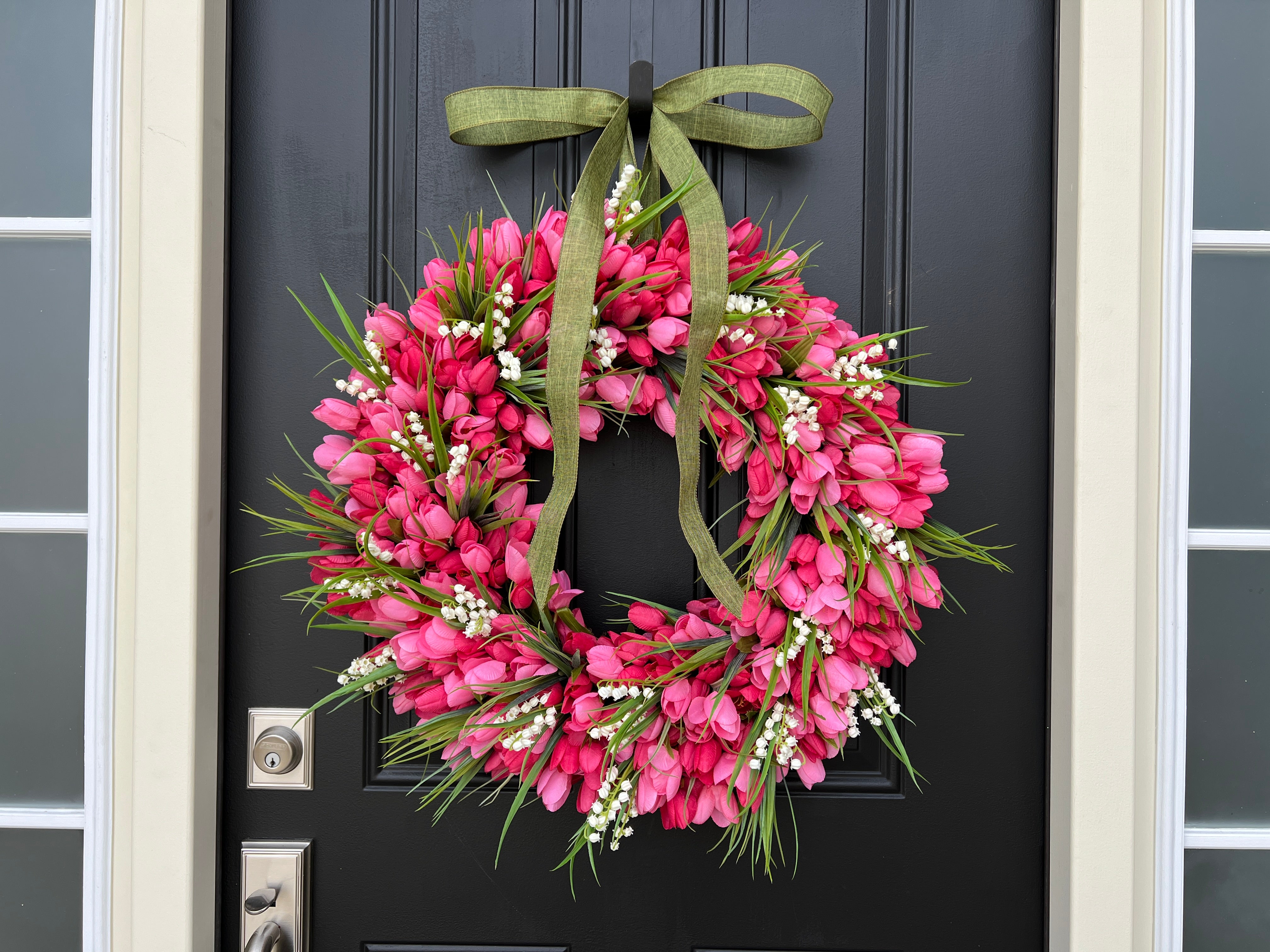 Summer Pink Tulip & Lily of the Valley Wreath