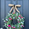 Greenery Wreath with Pink and White Floral Accents - TwoInspireYou