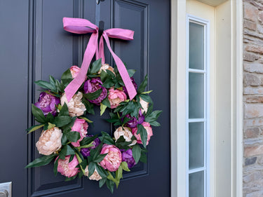Pink & Purple Peony Floral Wreath with Greenery - TwoInspireYou