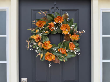 Caramel Floral Magnolia Fall Wreath