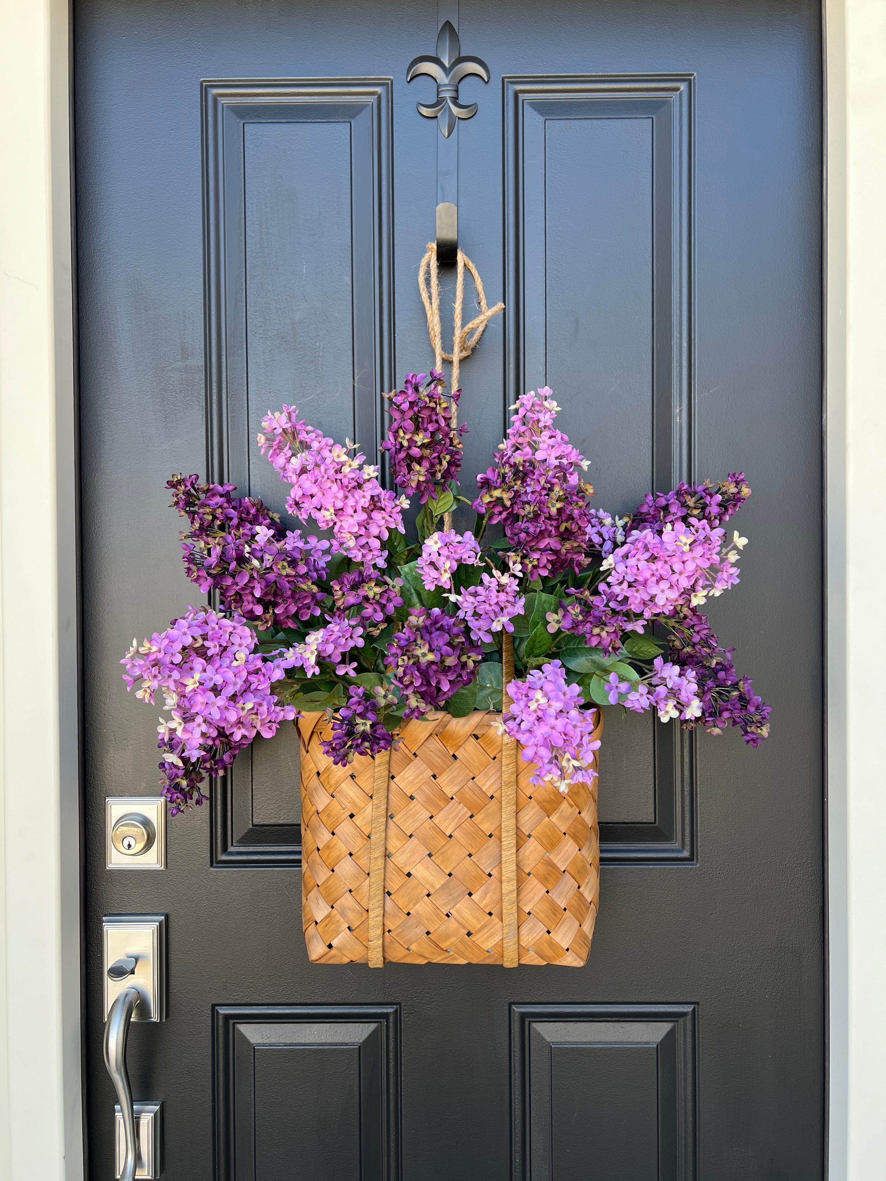 Purple Lilac Basket Wreath for Front Door