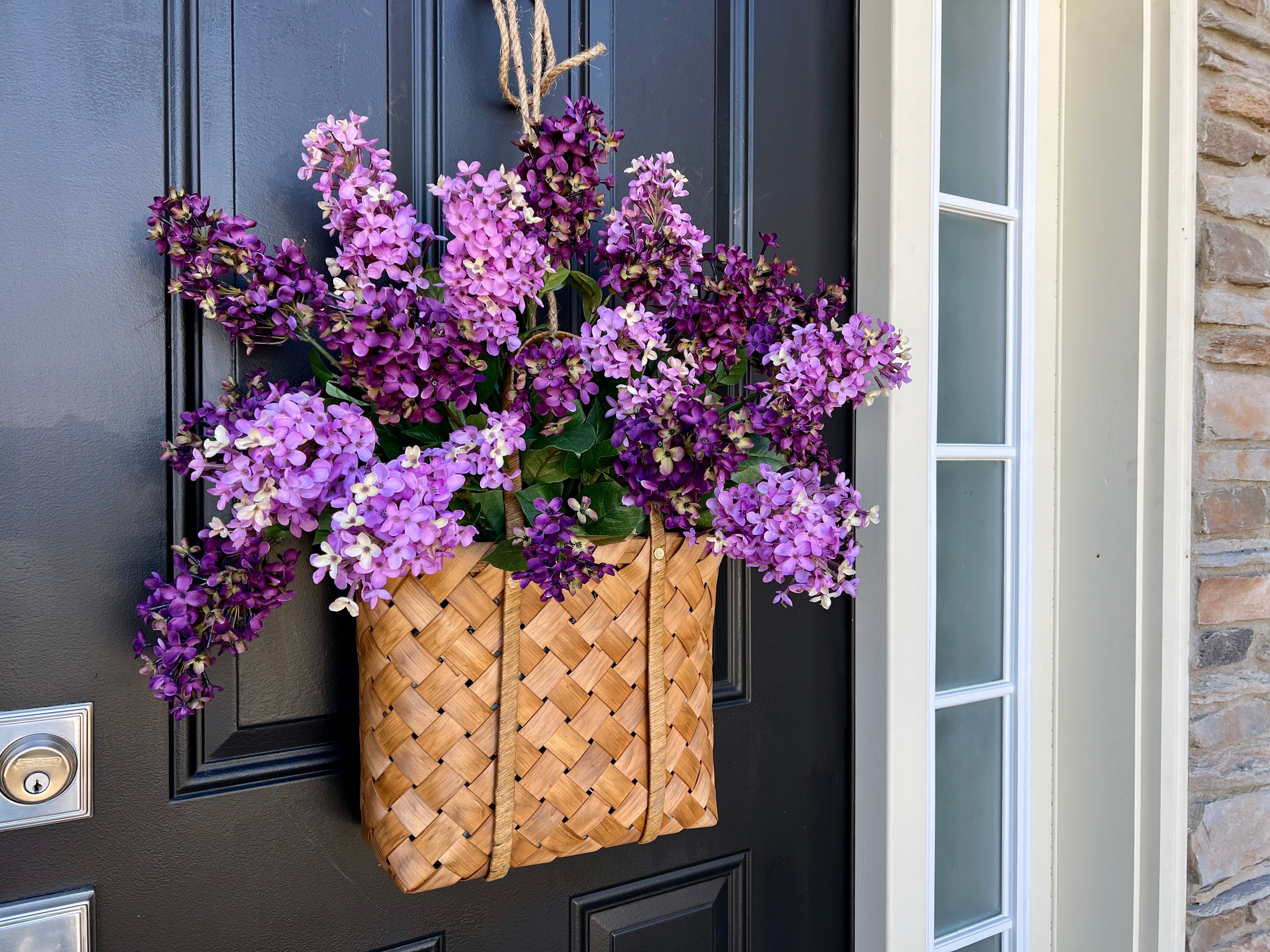 Purple Lilac Basket Wreath for Front Door